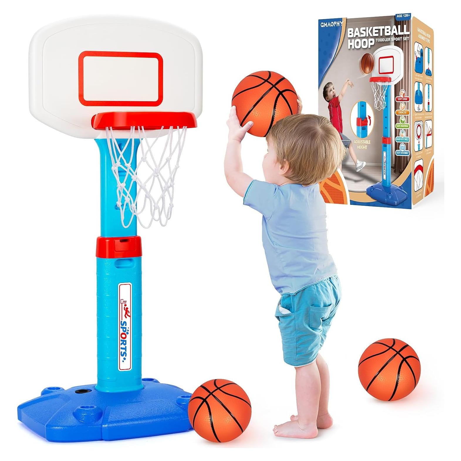 Aro de Baloncesto Ajustable para Niños 1-3 Años con Pelotas