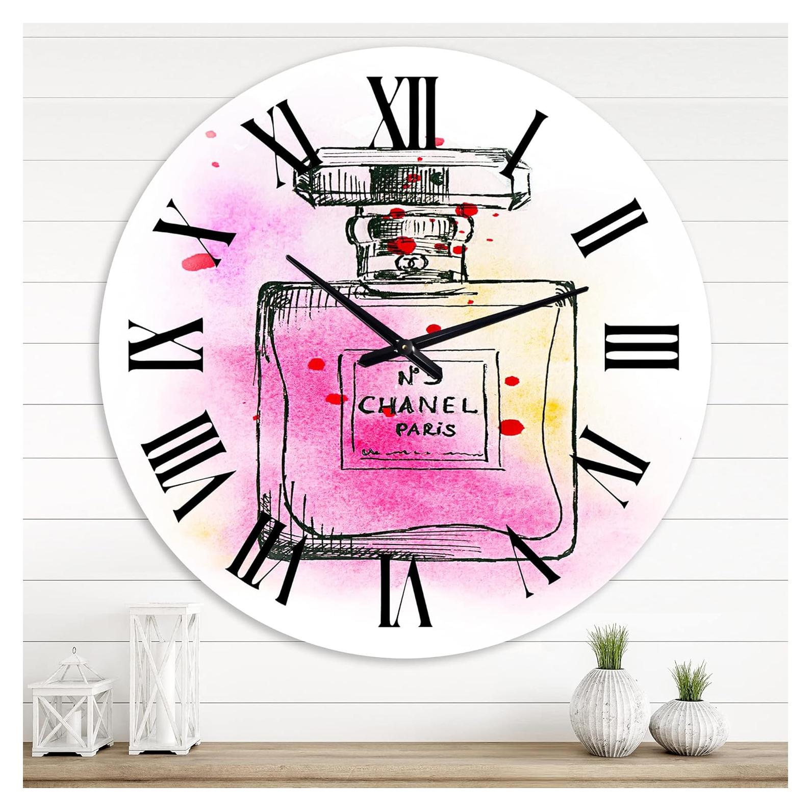 Reloj de Pared Floral DesignQ 58.42 cm Aluminio Rosa
