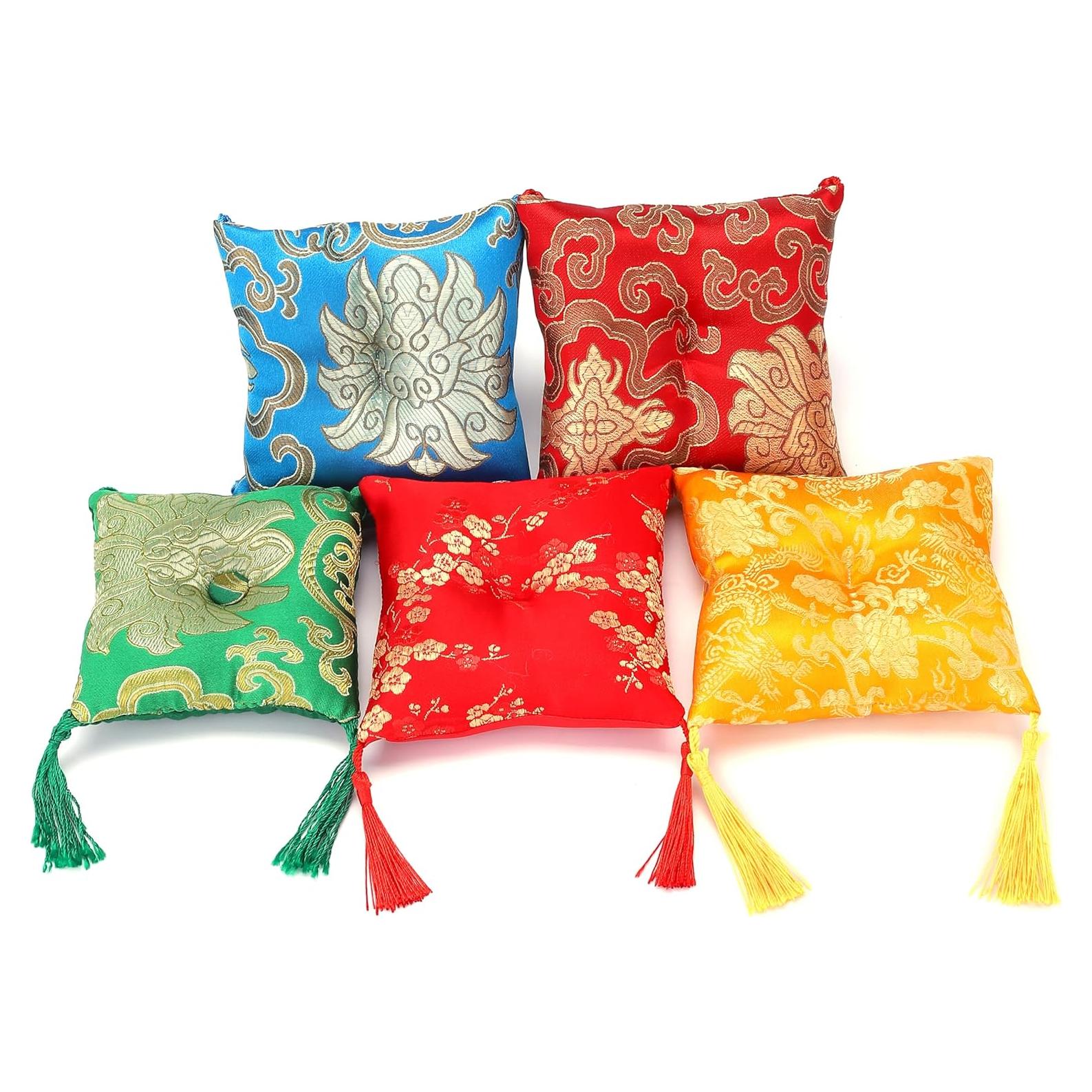 Cojín Cuenco Cantante Tibetano Vilosa 8 cm Rosa Hecho a Mano