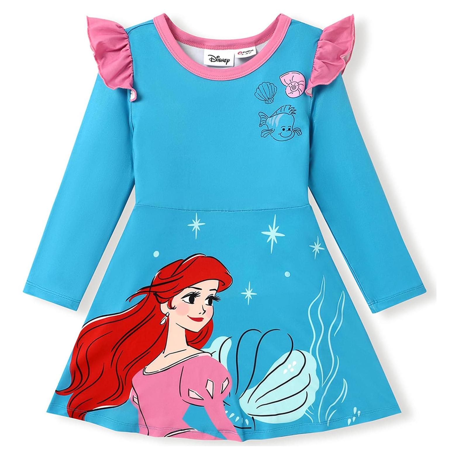 Vestido Disney Princesas Azul Ariel 4-5T Ropa Niña