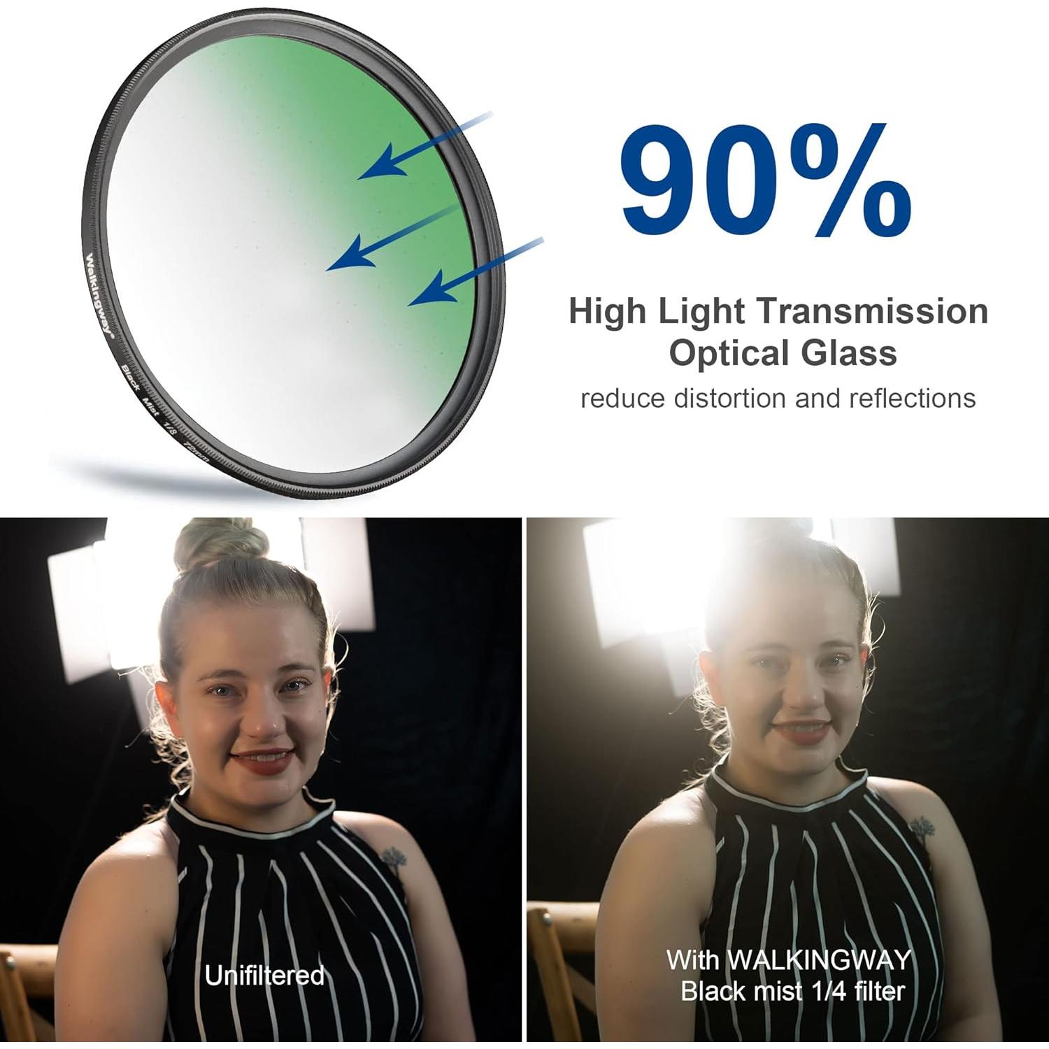 Filtro de Difusión 37mm WalkingWay 1/4 Pro Mist Vidrio Óptico