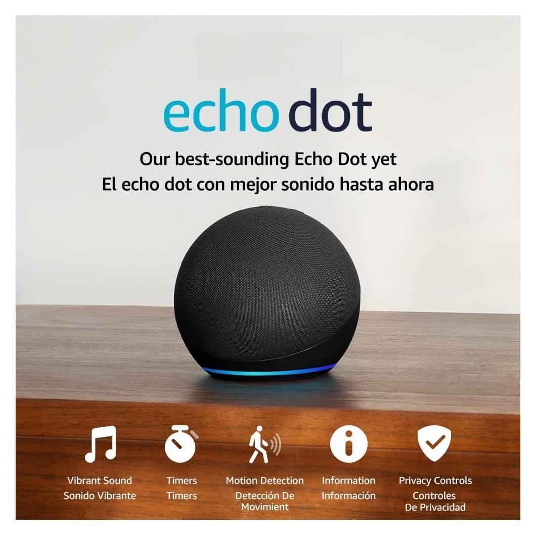Echo Dot (5th Gen, 2022 release) | International Version with EU Power Adaptor | Smart speaker with Alexa | Charcoal
