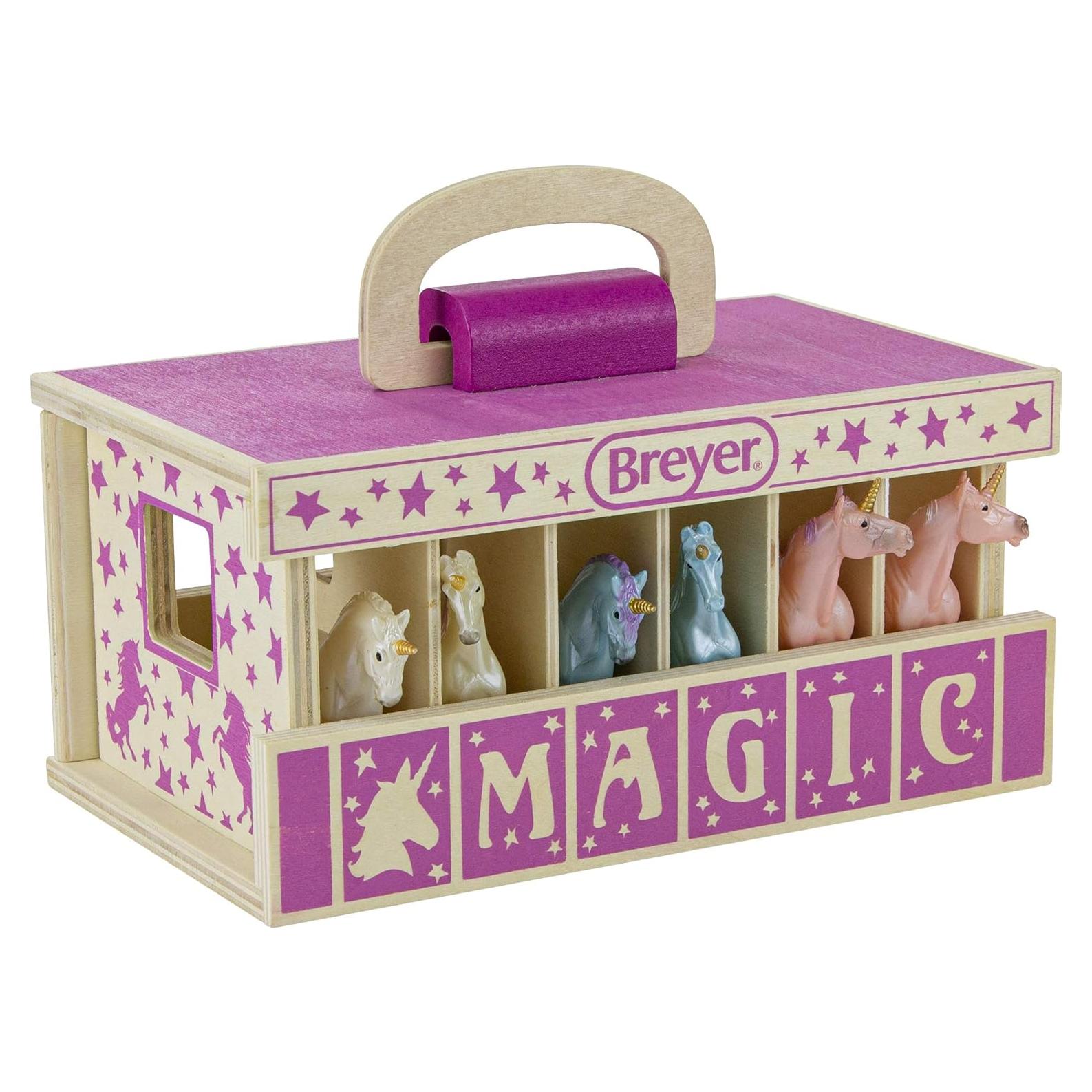 Juego de Establo de Madera Breyer con 6 Unicornio Stablemates