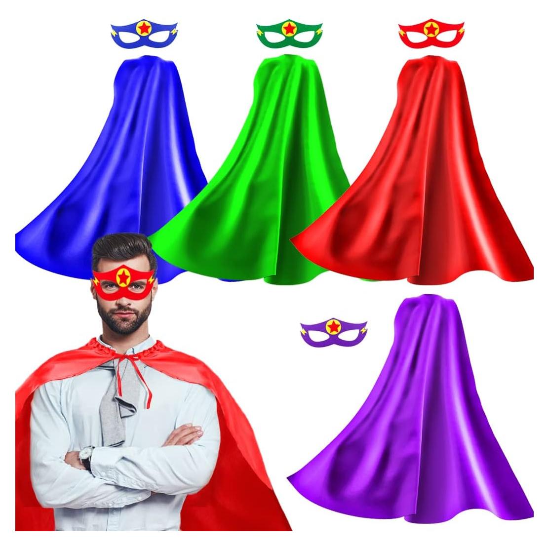 Disfraz de Superhéroe Adulto iROLEWIN 4 Capas y Máscaras