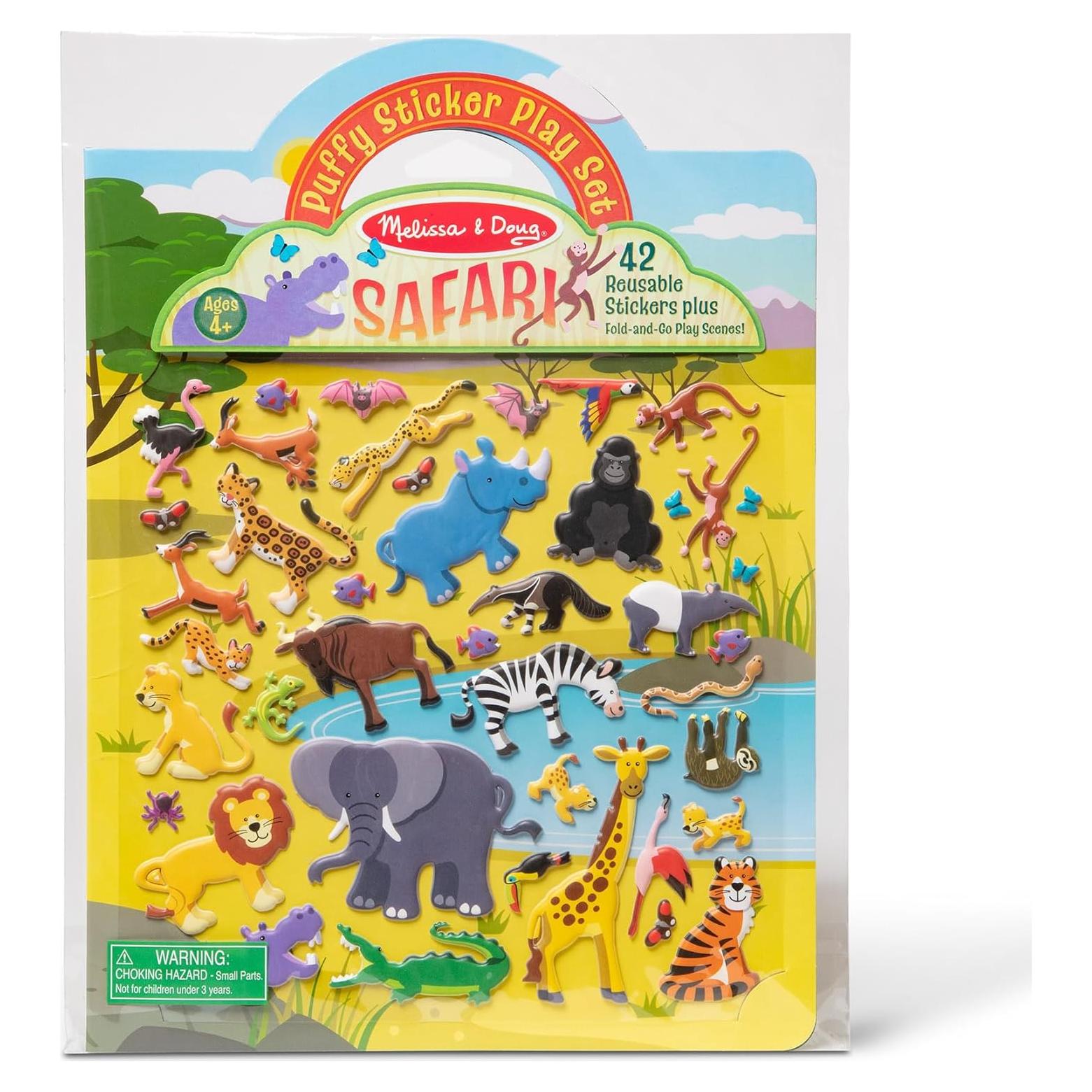 Juego de Stickers Puffy Safari Melissa & Doug - 42 Reutilizables