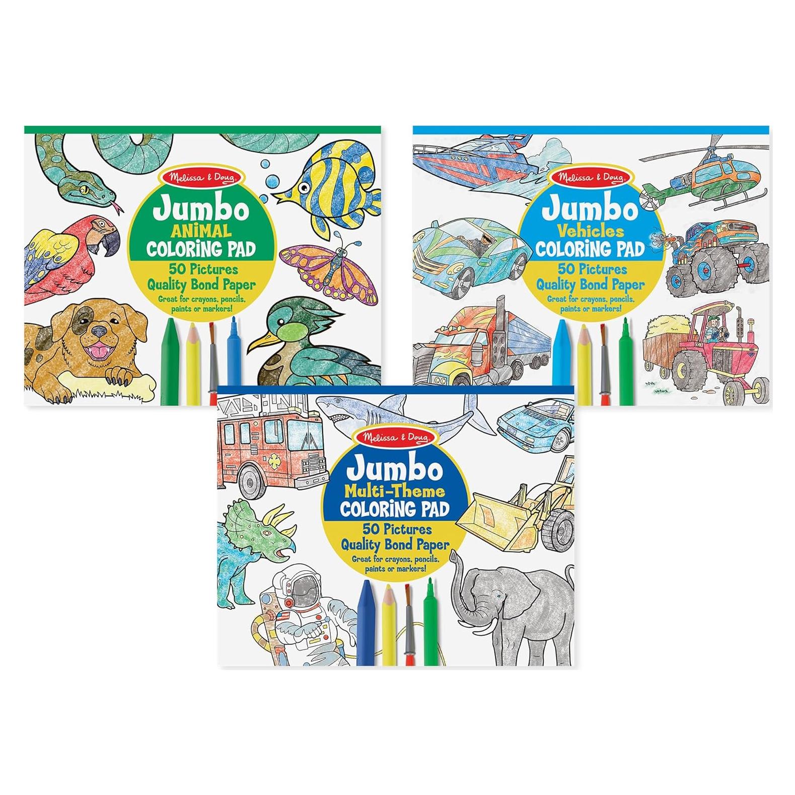 Cuadernos para Colorear Jumbo Melissa & Doug 3-Pack - Animales y Más