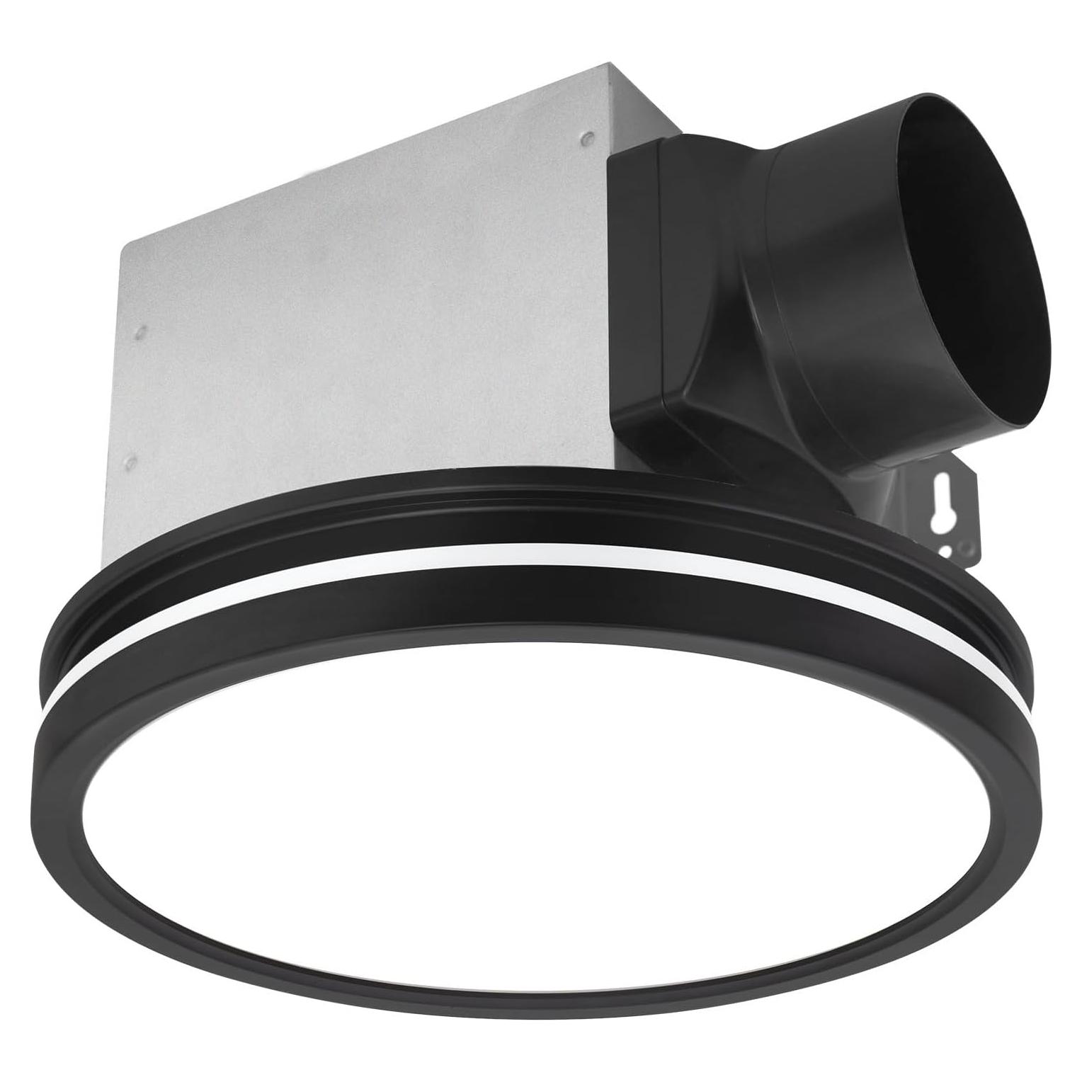 Ventilador de Baño Akicon con Luz LED 15W y 80 CFM Negro