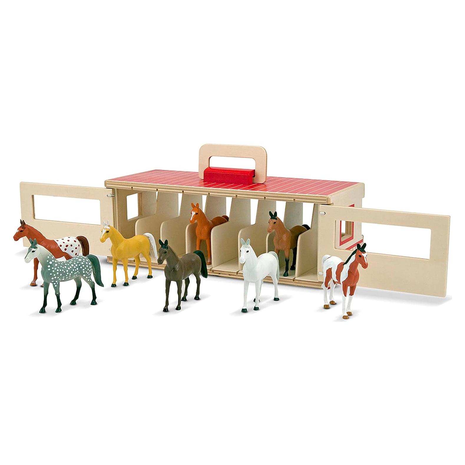 Juego de Establo de Caballos Melissa & Doug con 8 Juguetes