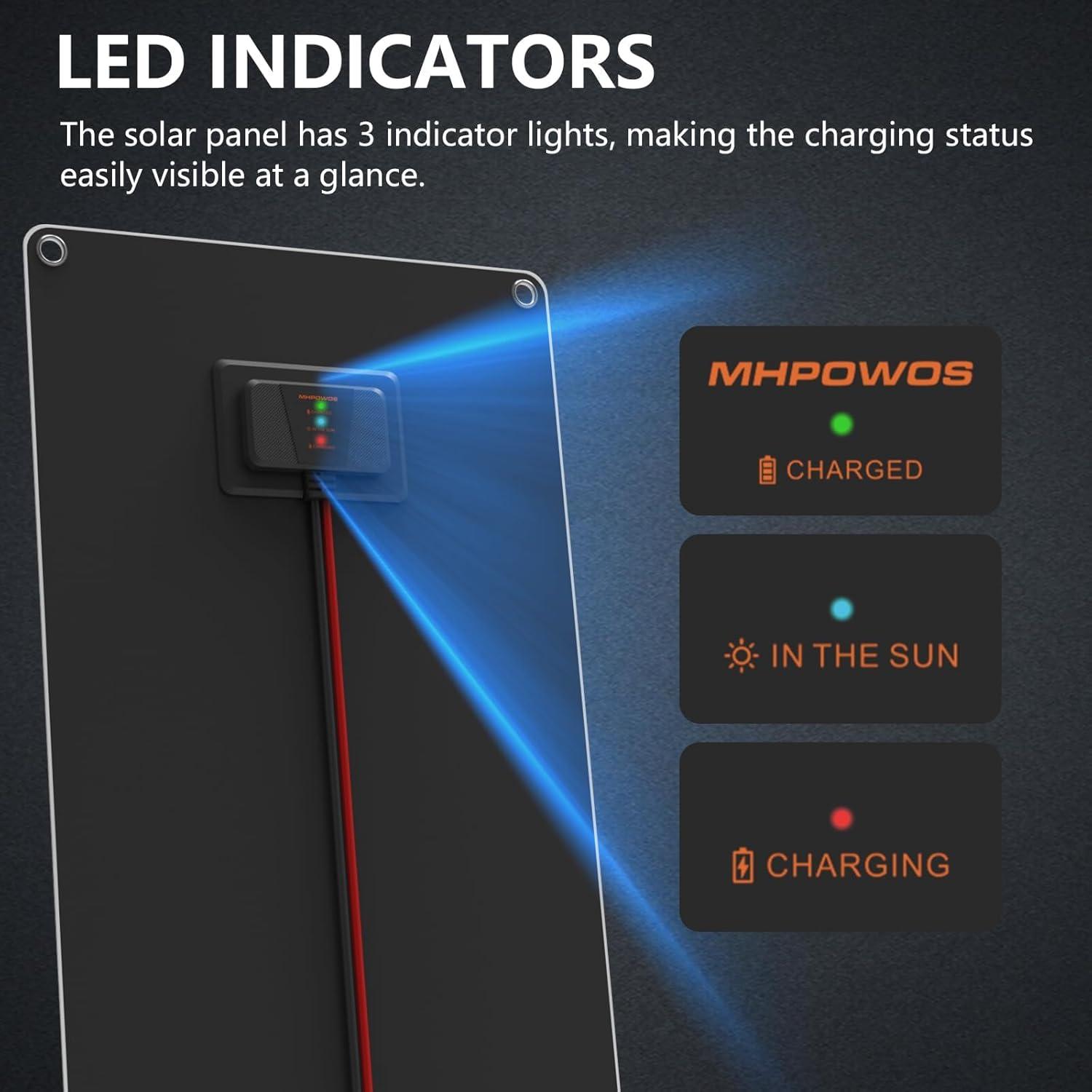 Cargador Solar 10W MHPOWOS 12V Impermeable para Baterías