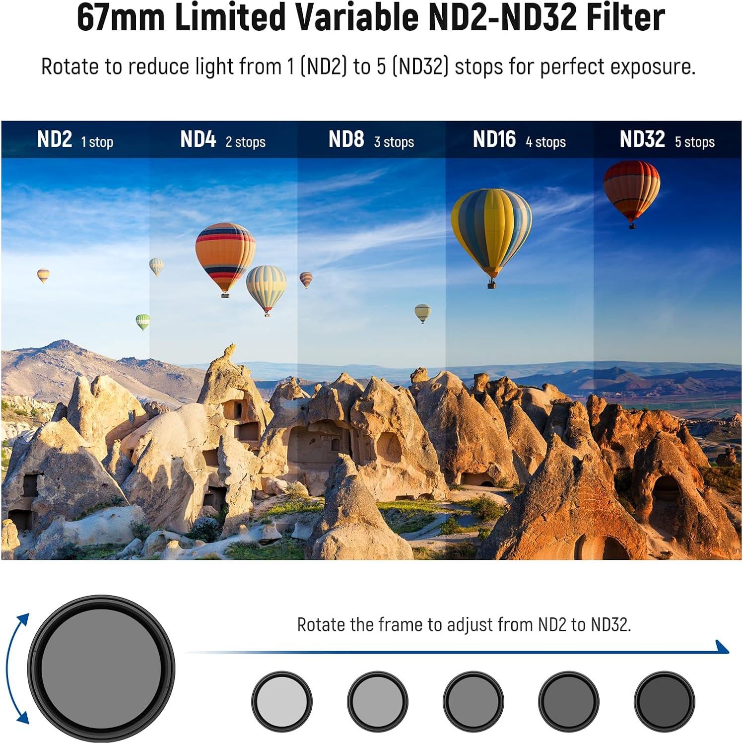 Filtro ND Variable 67mm NEEWER para iPhone ND2-32 Clip On