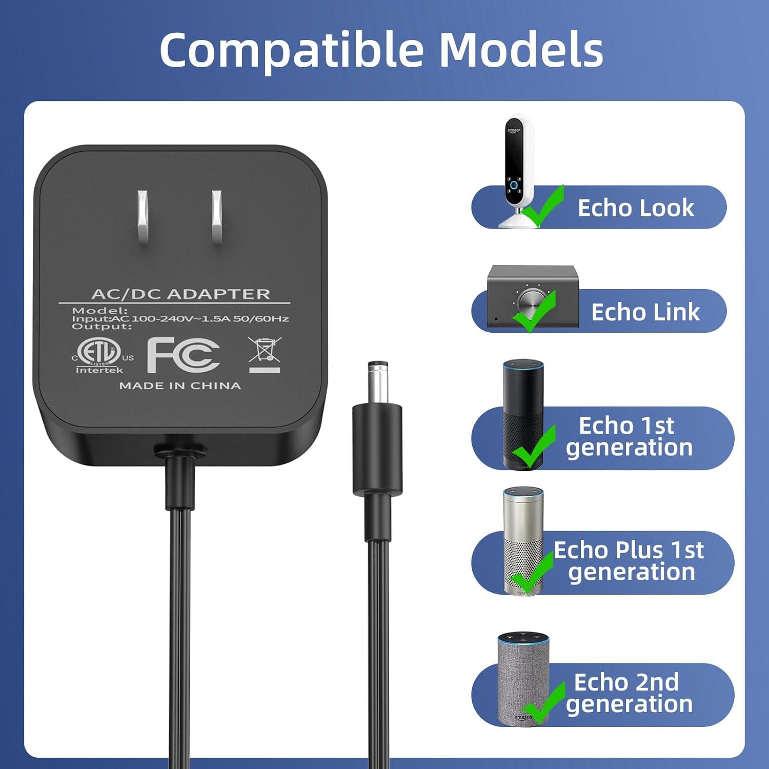 Adaptador de corriente 21W YJXKJ para Amazon Echo y Fire TV