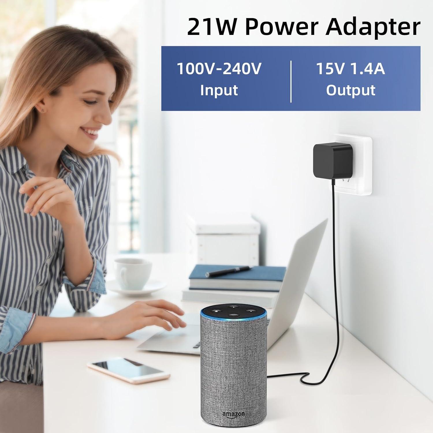 Adaptador de corriente 21W YJXKJ para Amazon Echo y Fire TV