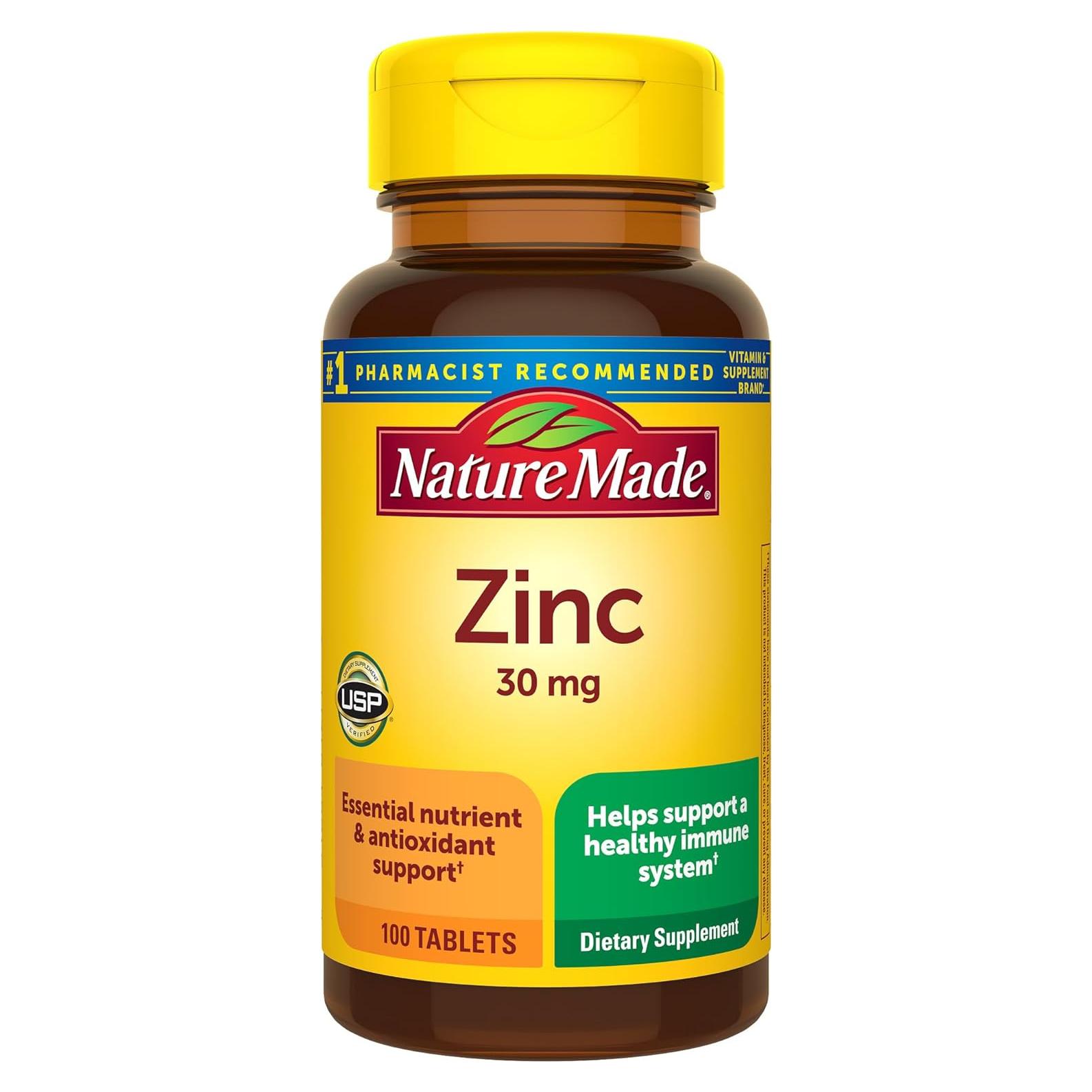 Suplemento de Zinc 30 mg Nature Made - 100 Tabletas