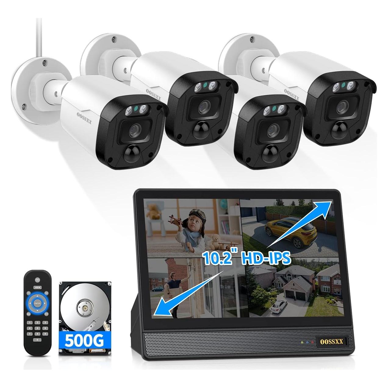 Sistema de Cámara de Seguridad OOSSXX 5MP Full HD con Monitor 10"