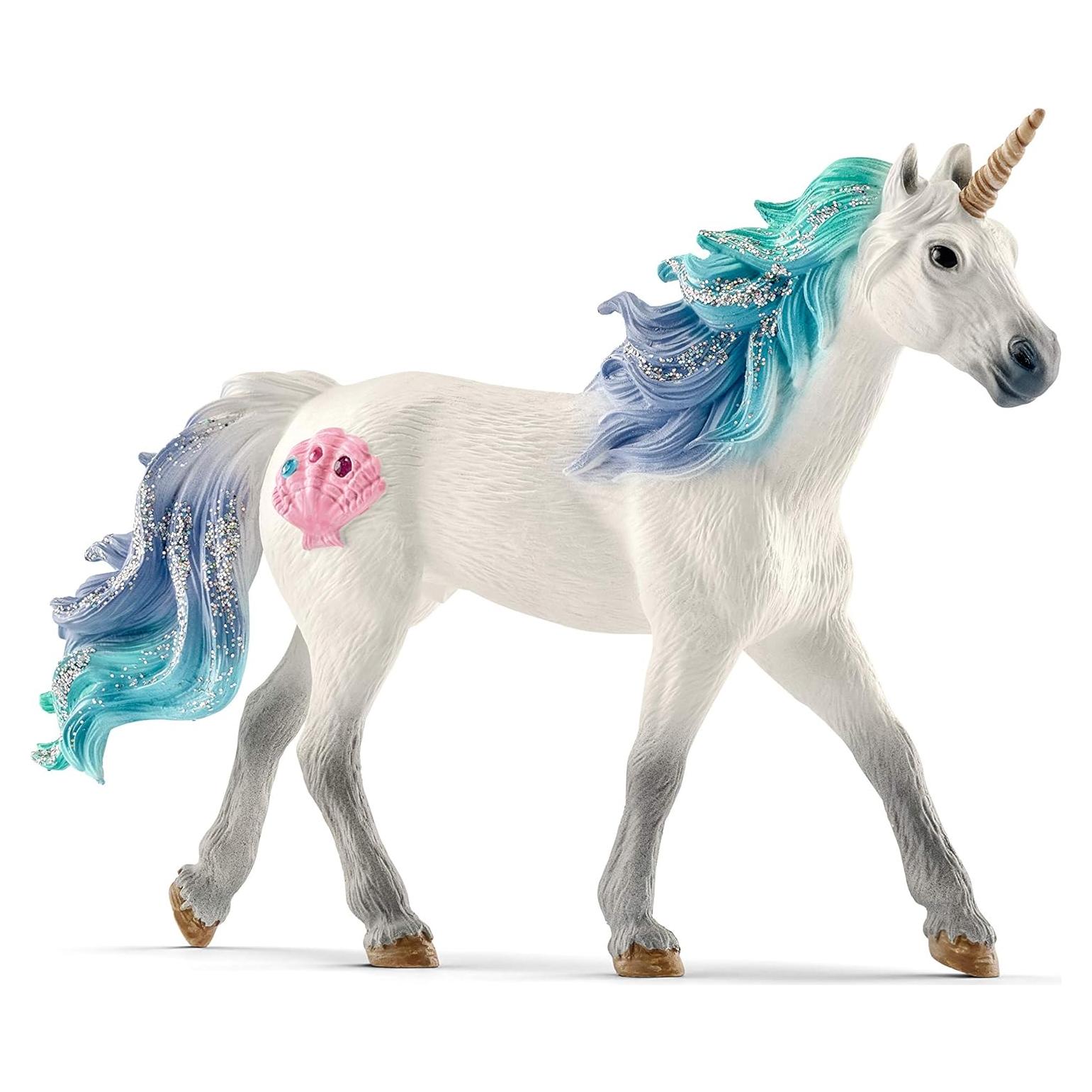 Caballo Unicornio Marino Schleich con Gemas Azul y Púrpura