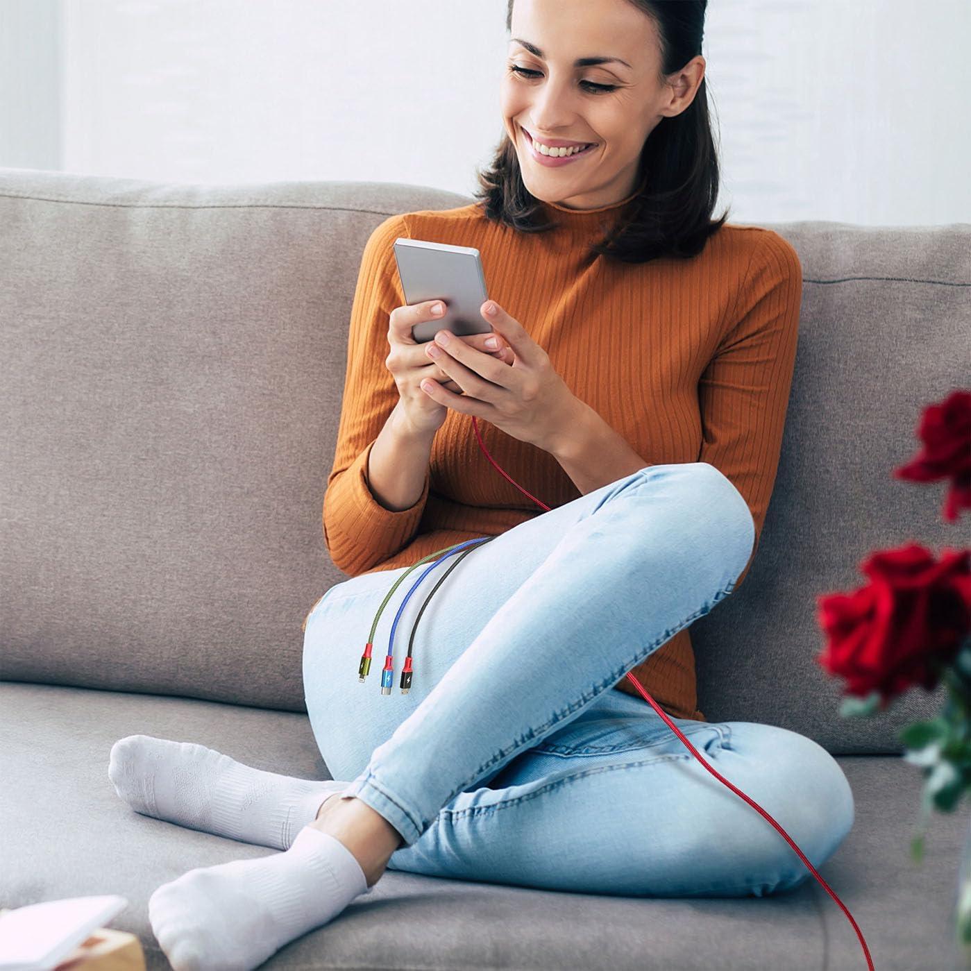 Cable de Carga Múltiple 3.5A Minlu 1.8m 4 en 1 Rojo