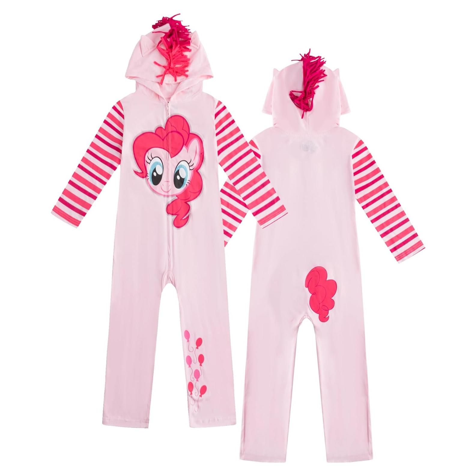 My Little Pony Pinkie Pie Girls Zip Up Hooded Cosplay Coverall with Ears and Tail for Toddler and Big Kids