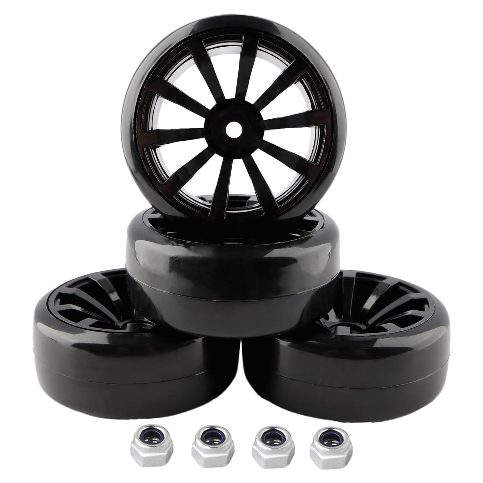 4 Neumáticos y Ruedas RC 12mm GDOOL 63mm Plástico Negro
