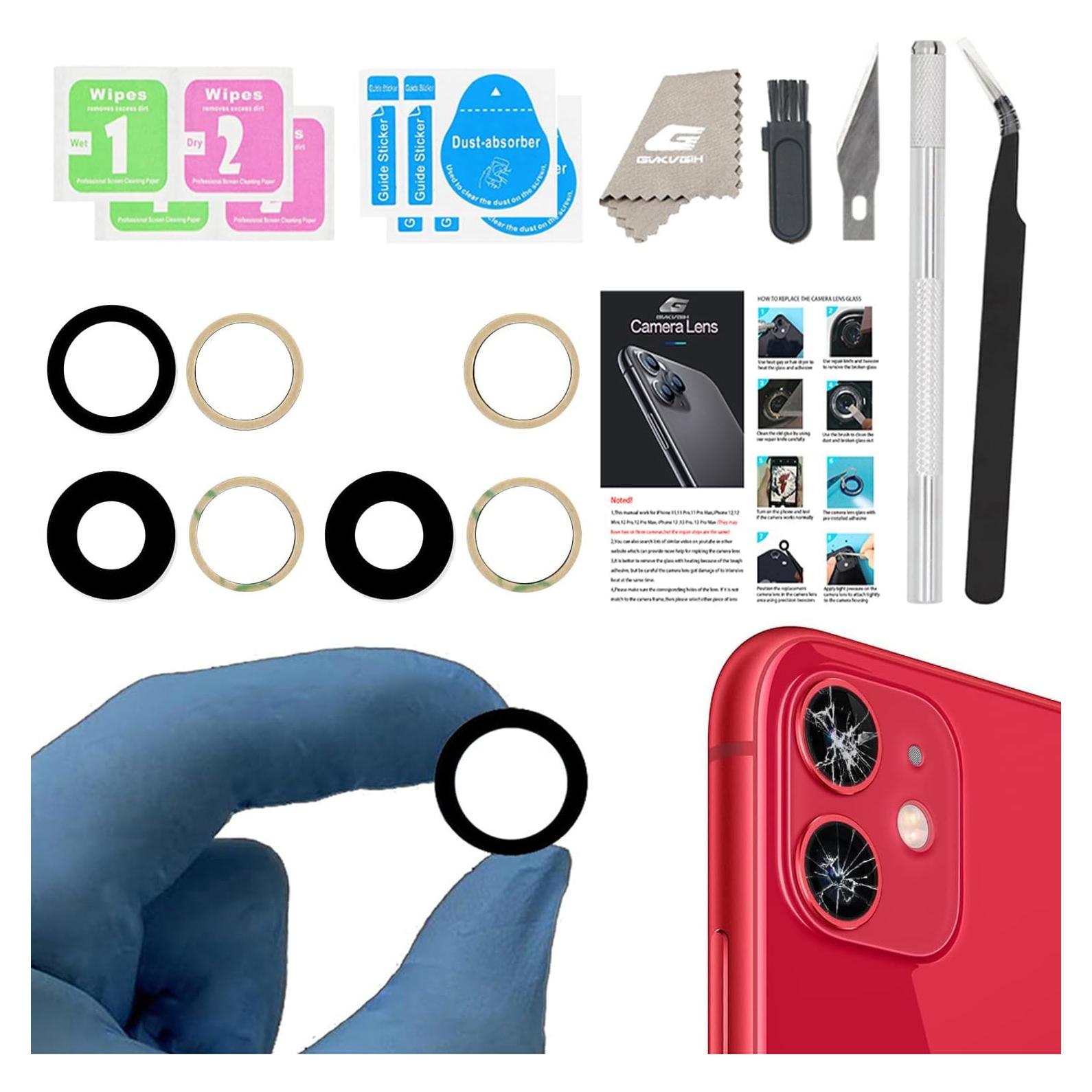Reemplazo Cristal Lente Cámara iPhone 11 GVKVGIH Kit Herramientas
