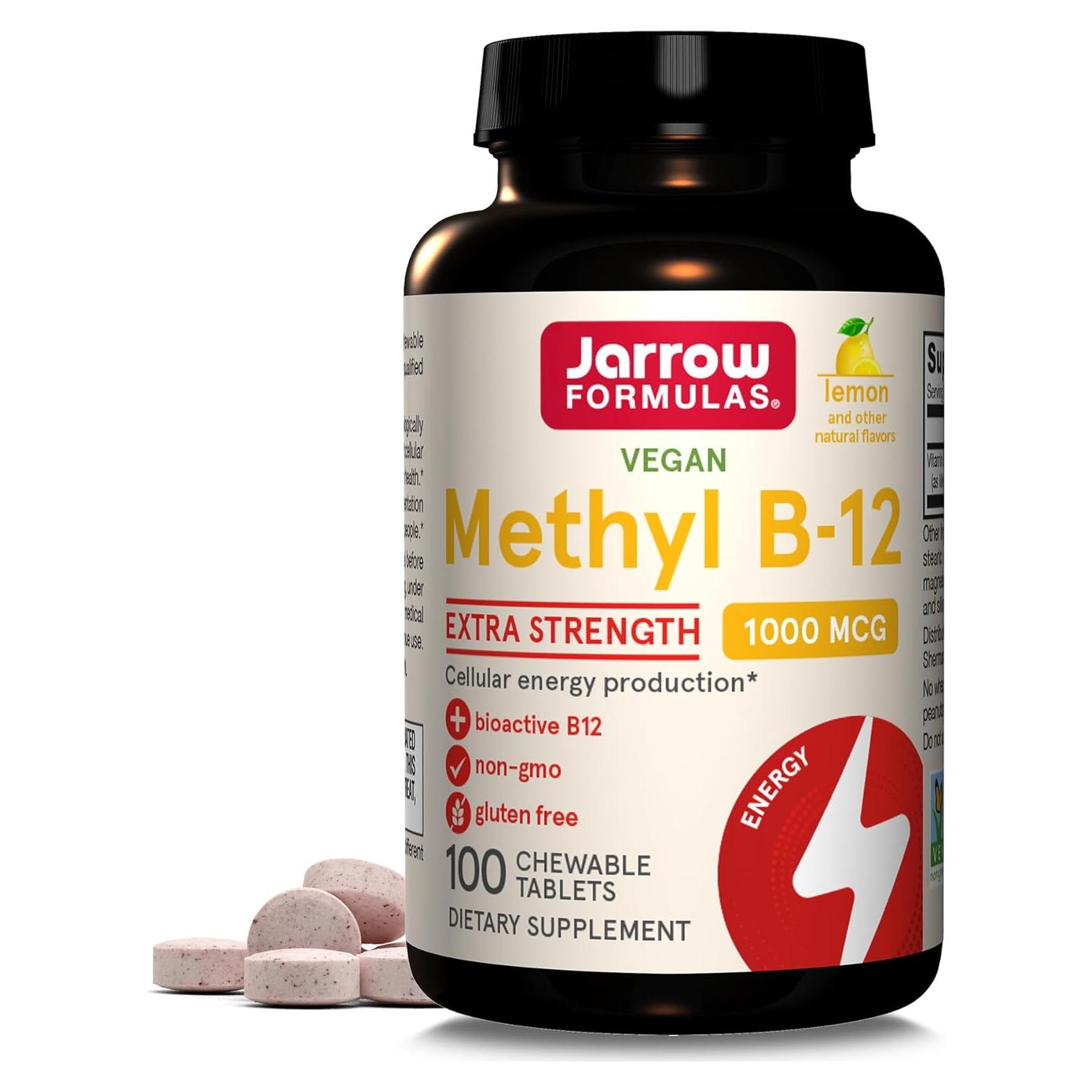 Suplemento Dietético Jarrow Formulas B-12 Metil 1000 mcg 100 Tabletas Masticables Sabor Limón