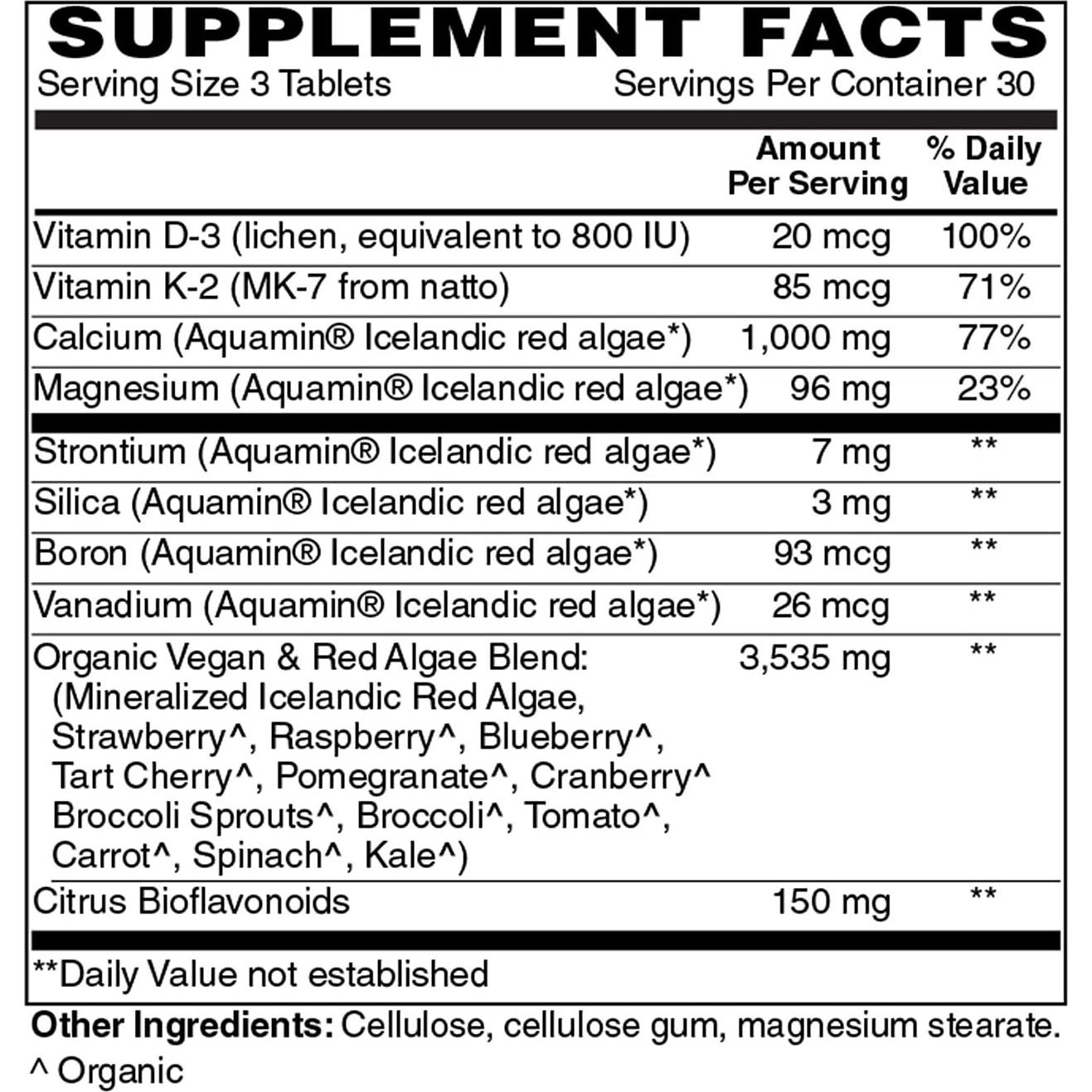 Calcio Orgánico de Algas Aquamin 1000 mg 90 Tabletas