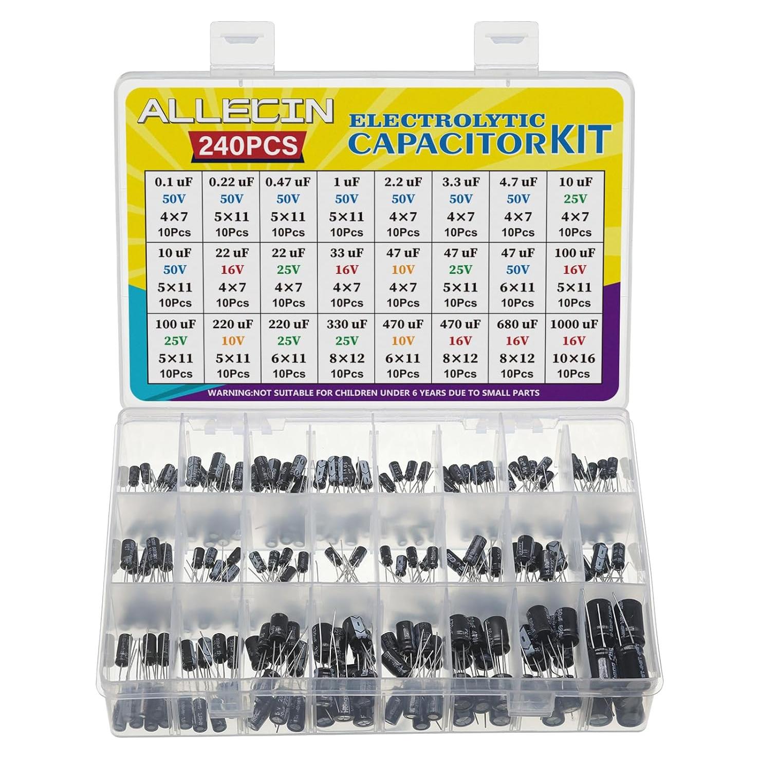 Kit de Capacitores Electrolíticos ALLECIN 24 Valores 10V-50V