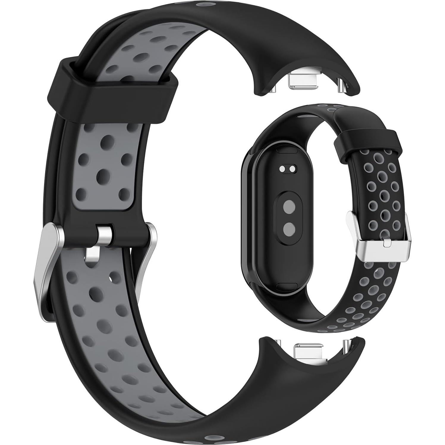 Correa de Silicona Disscool para Xiaomi Band 9/8 - Negro+Gris