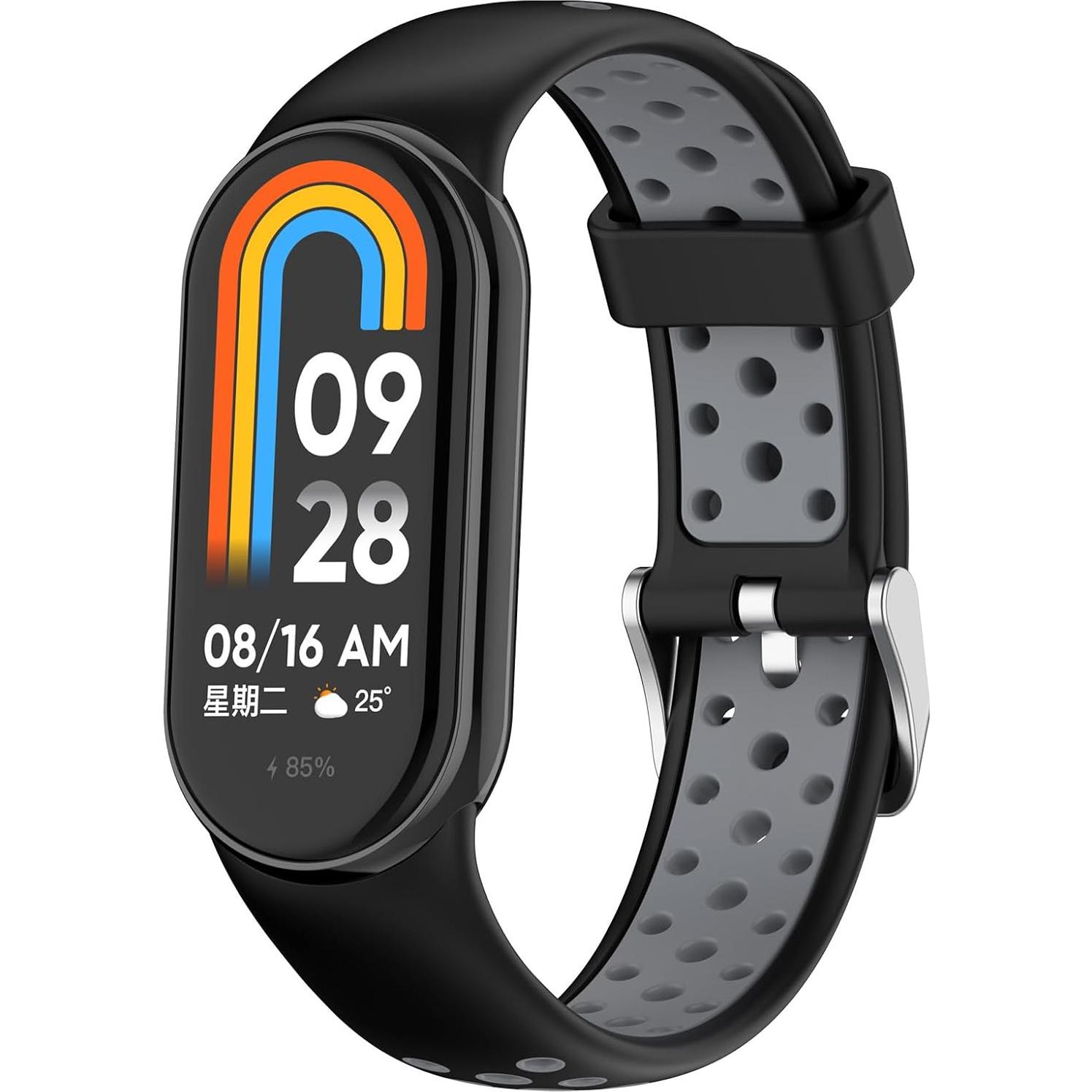 Correa de Silicona Disscool para Xiaomi Band 9/8 - Negro+Gris