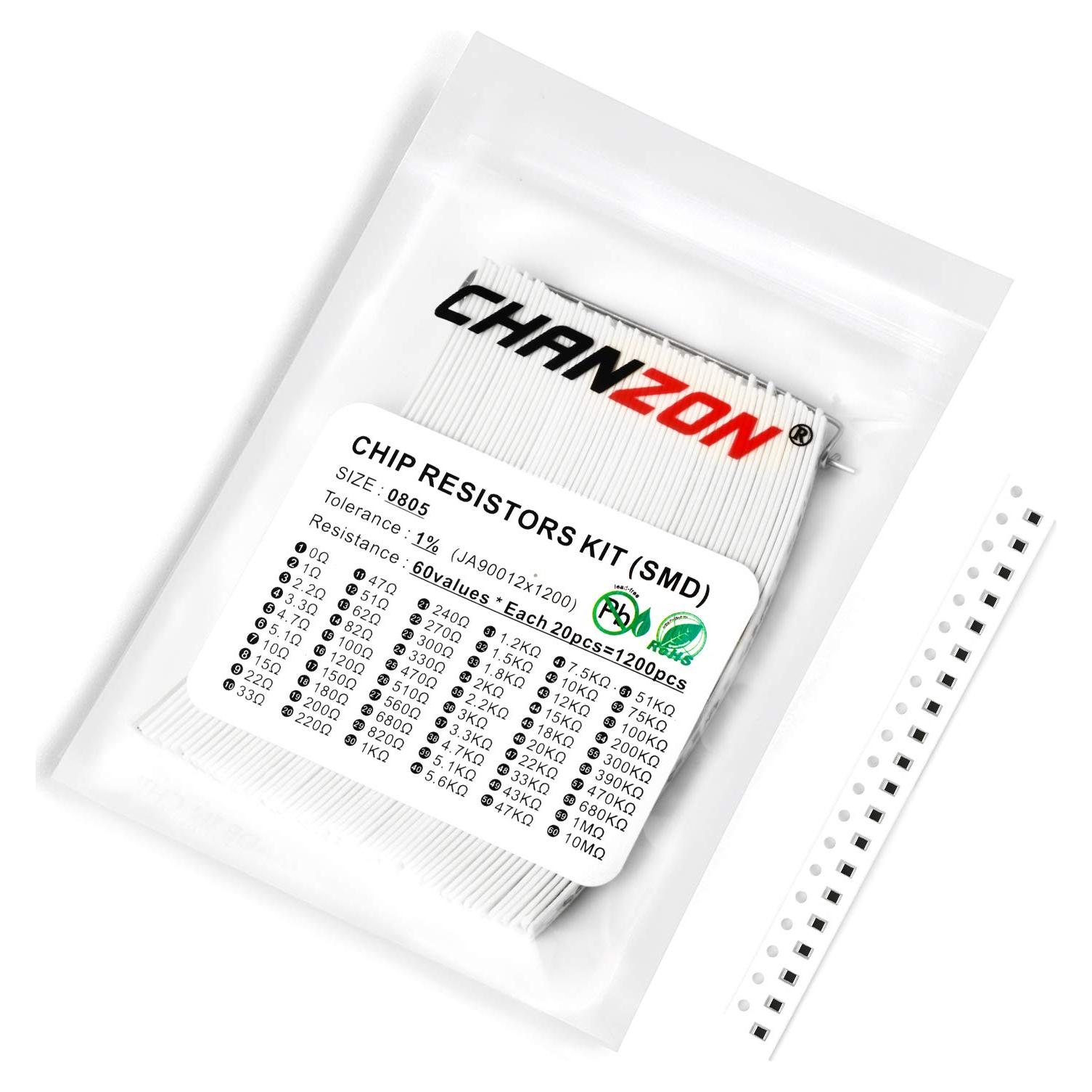 Kit de 1200 Resistencias SMD CHANZON 0-10MΩ 60 Valores 1/8W