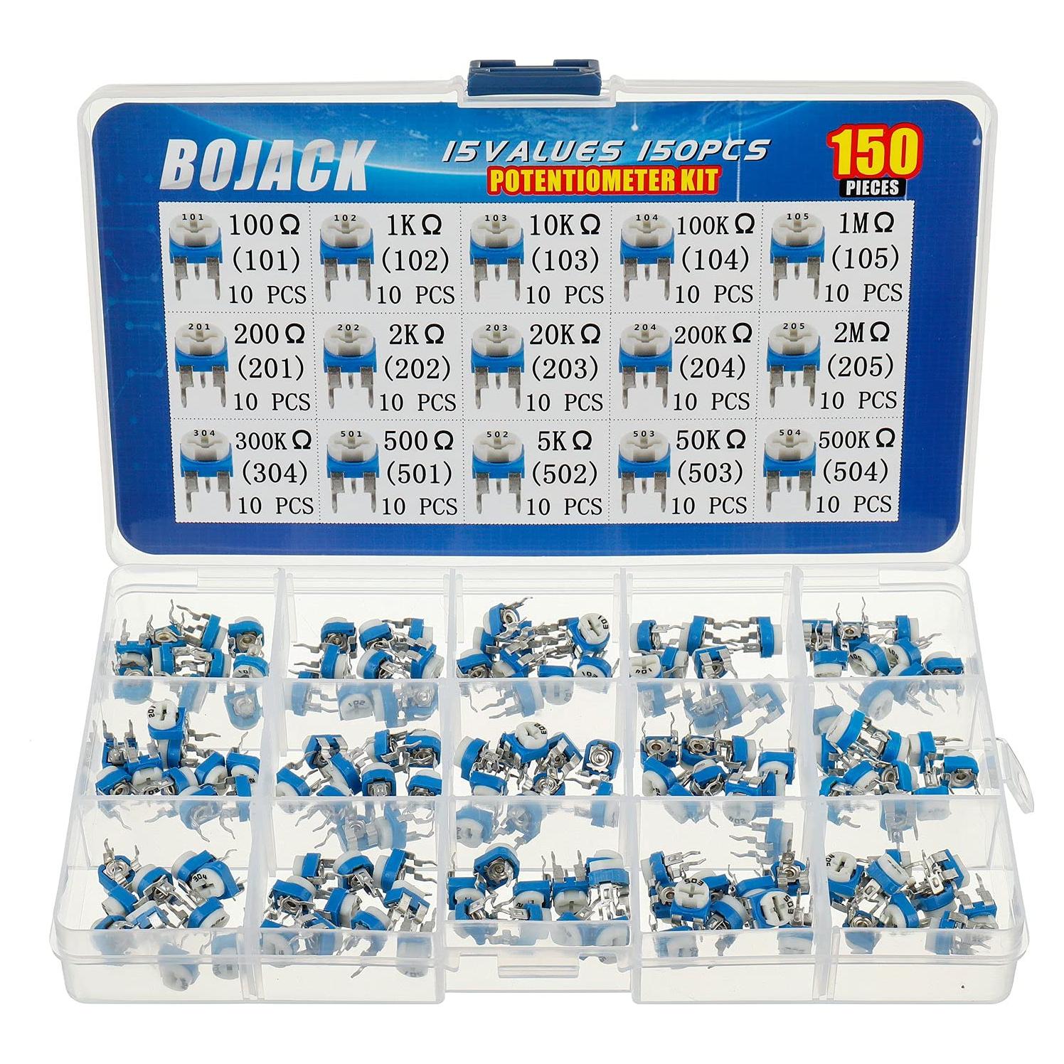 Kit de Potenciómetros BOJACK 150 pcs 6mm Resistor Variable