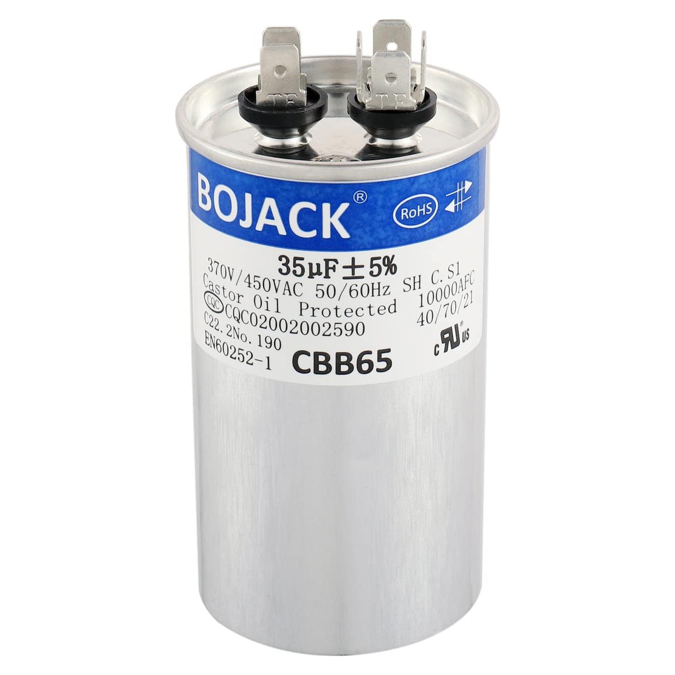 Capacitor BOJACK CBB65 35uF 450V CA para Motor de Ventilador