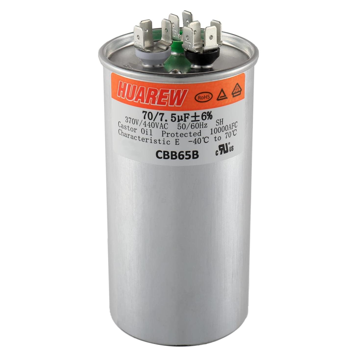 Capacitor CBB65B 70/7.5 uF 370V/450V HUAREW para Aire Acondicionado