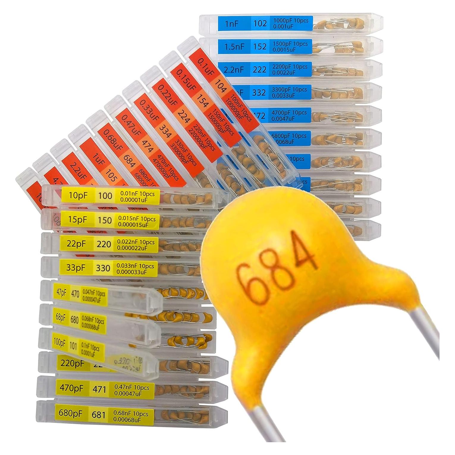 Kit de Capacitores Cerámicos Multicapa 300 pcs 10pF-10uF