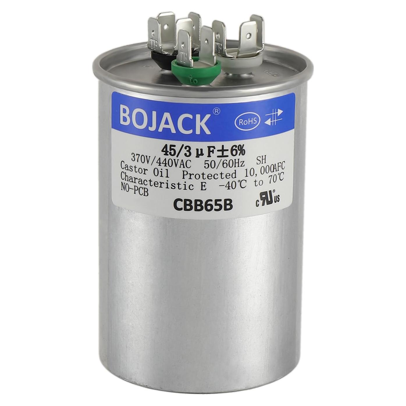Capacitor BOJACK CBB65 45+3 uF 370/440 VAC para Aire Acondicionado