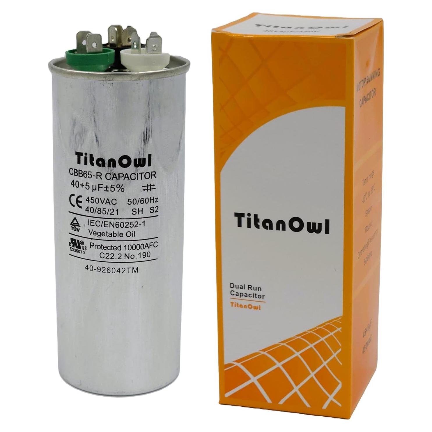 Capacitor de Arranque Doble TitanOwl 40+5 uF 370V CBB65