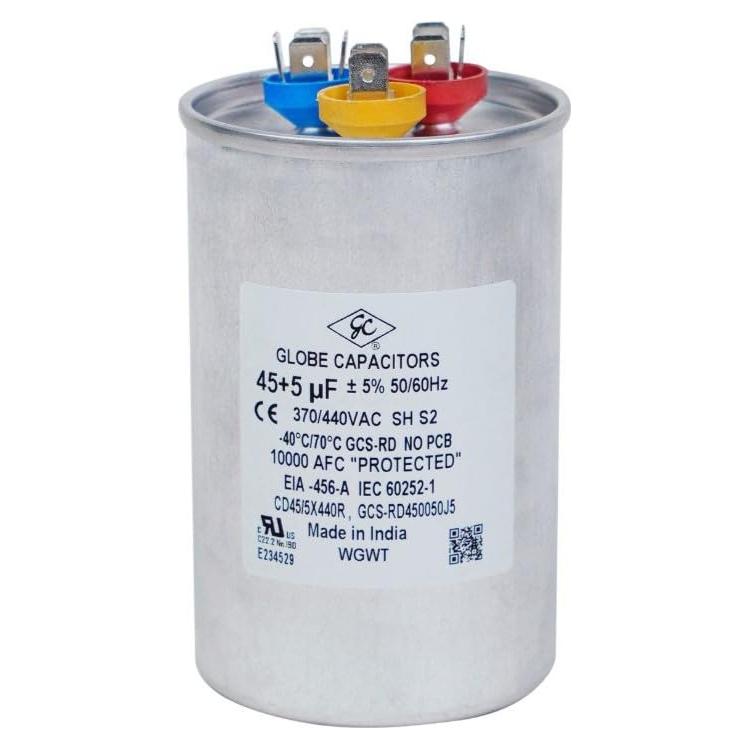 Capacitor Redondo 45+5uF GLOBE 370V/440V Doble Elemento