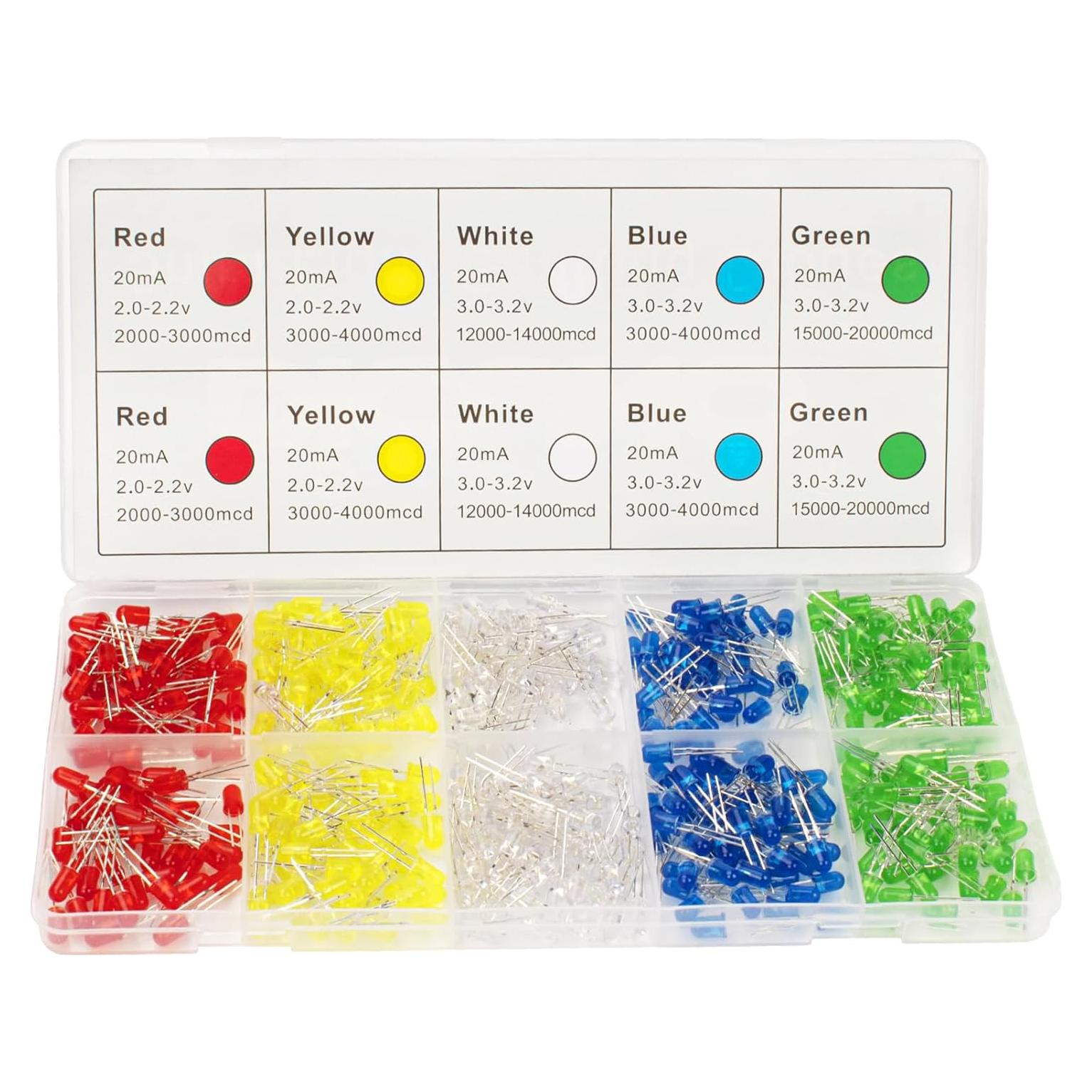 Kit de 450 Diodos LED 5mm DiCUNO 5 Colores para DIY