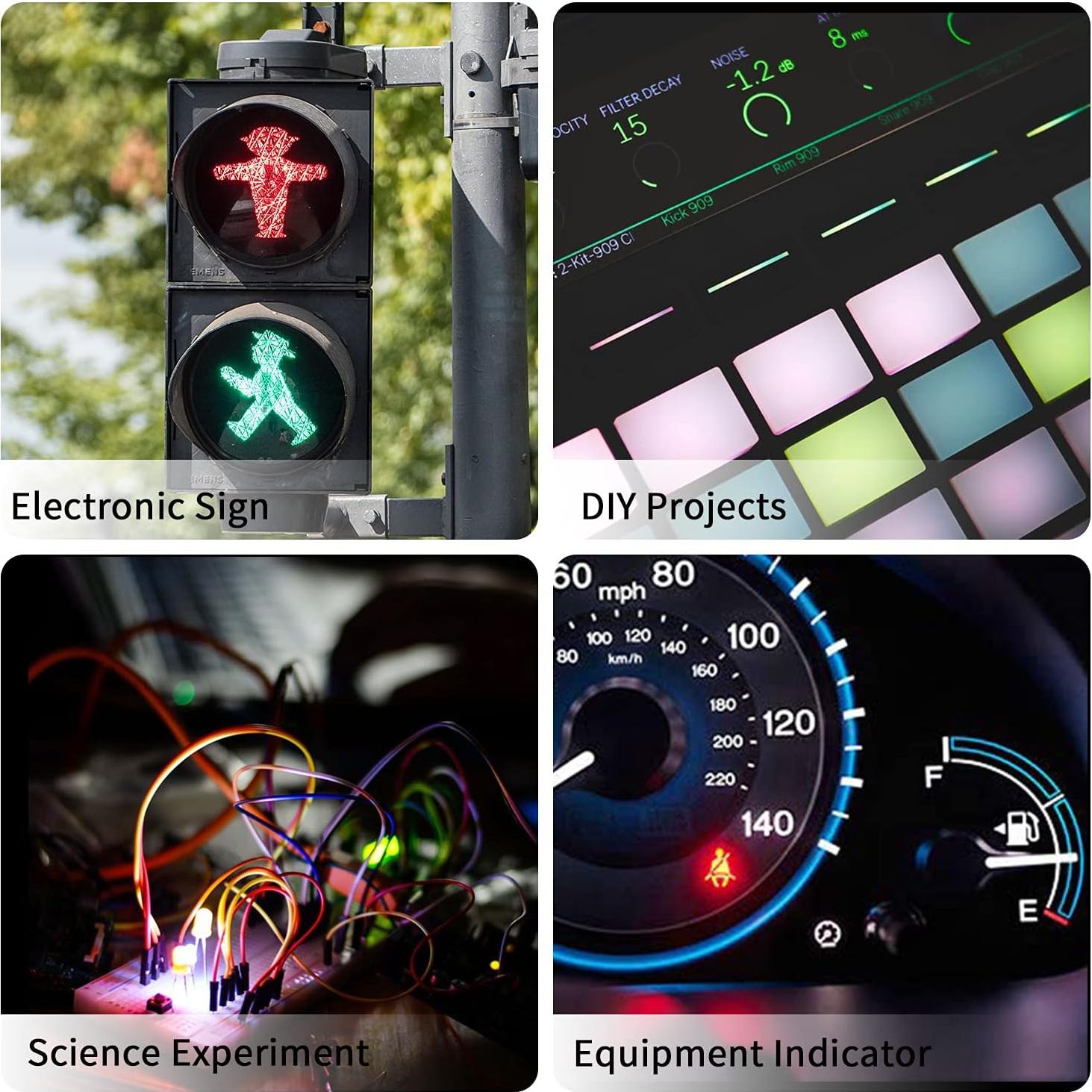 DiCUNO 100 Diodos LED Pre Cableados 12V 5MM 10 Colores