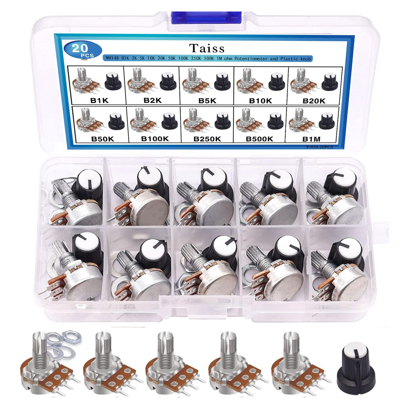 Kit de Potenciómetros Taiss 40PCS Tipo B 1K a 1M Ohm