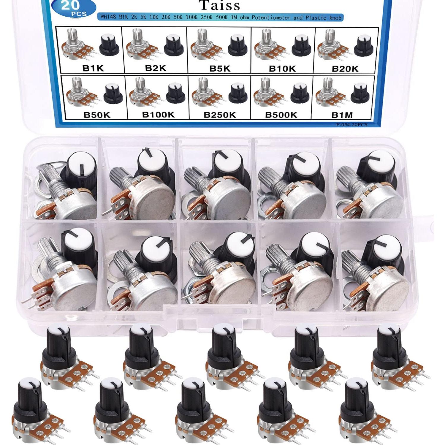 Kit de Potenciómetros Taiss 40PCS Tipo B 1K a 1M Ohm