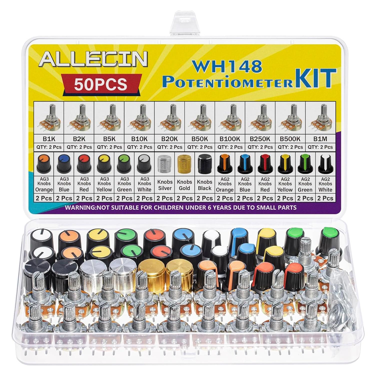 Kit de Potenciometro Lineal ALLECIN WH148 1K a 1M Ohm 15mm