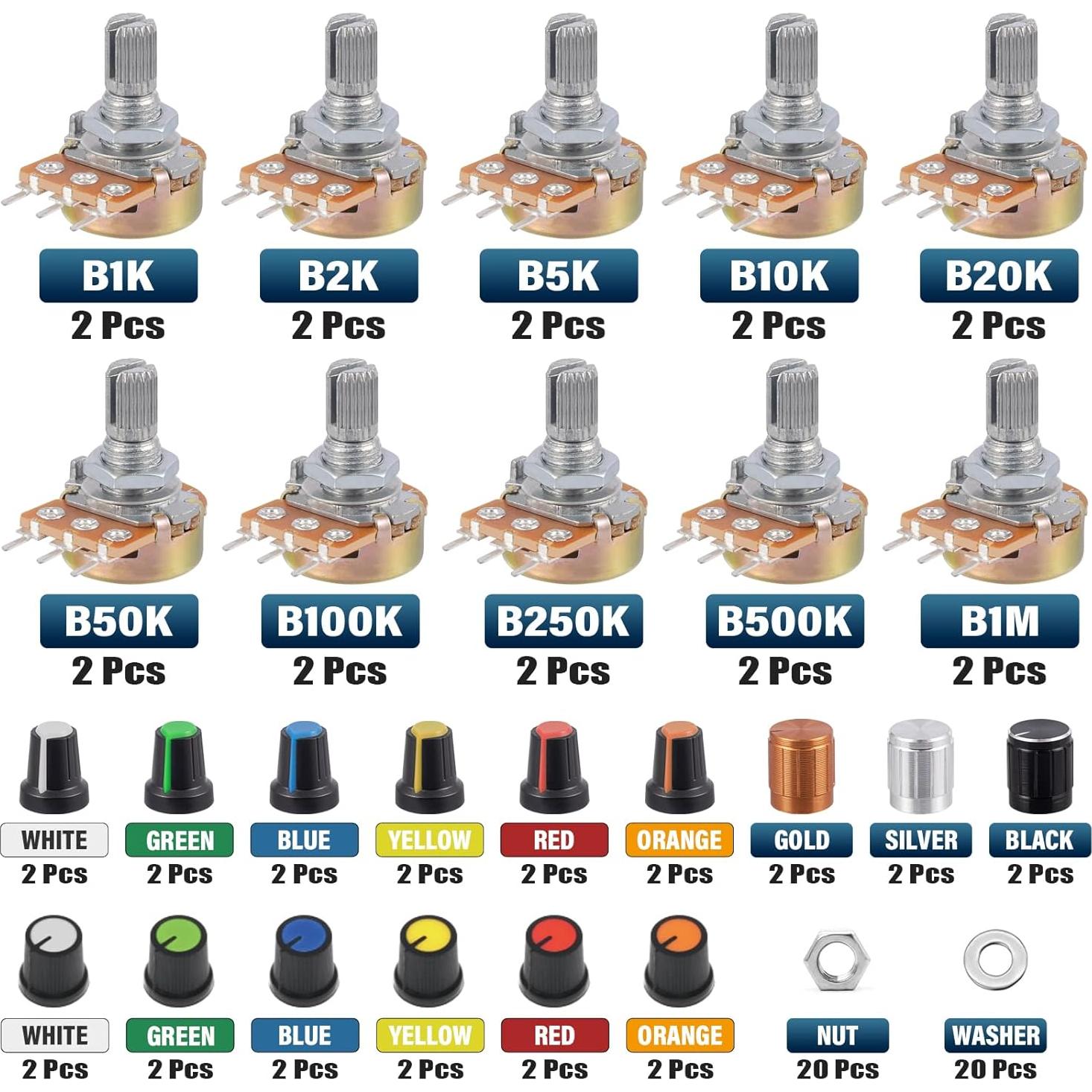 Kit de Potenciometro Lineal ALLECIN WH148 1K a 1M Ohm 15mm