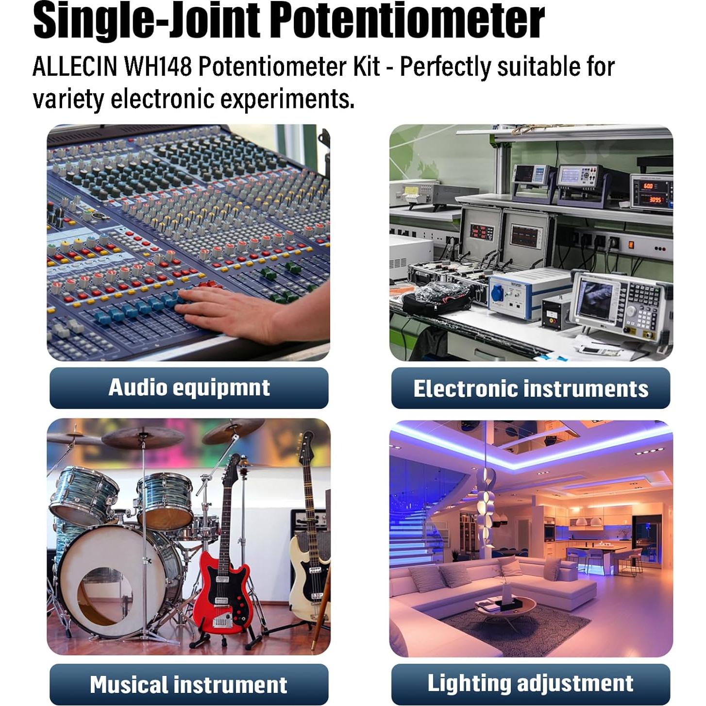 Kit de Potenciometro Lineal ALLECIN WH148 1K a 1M Ohm 15mm
