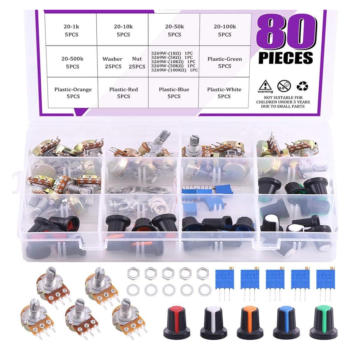 Kit de Potenciometros Swpeet 105 Piezas 1K-500K Ohm Lineales