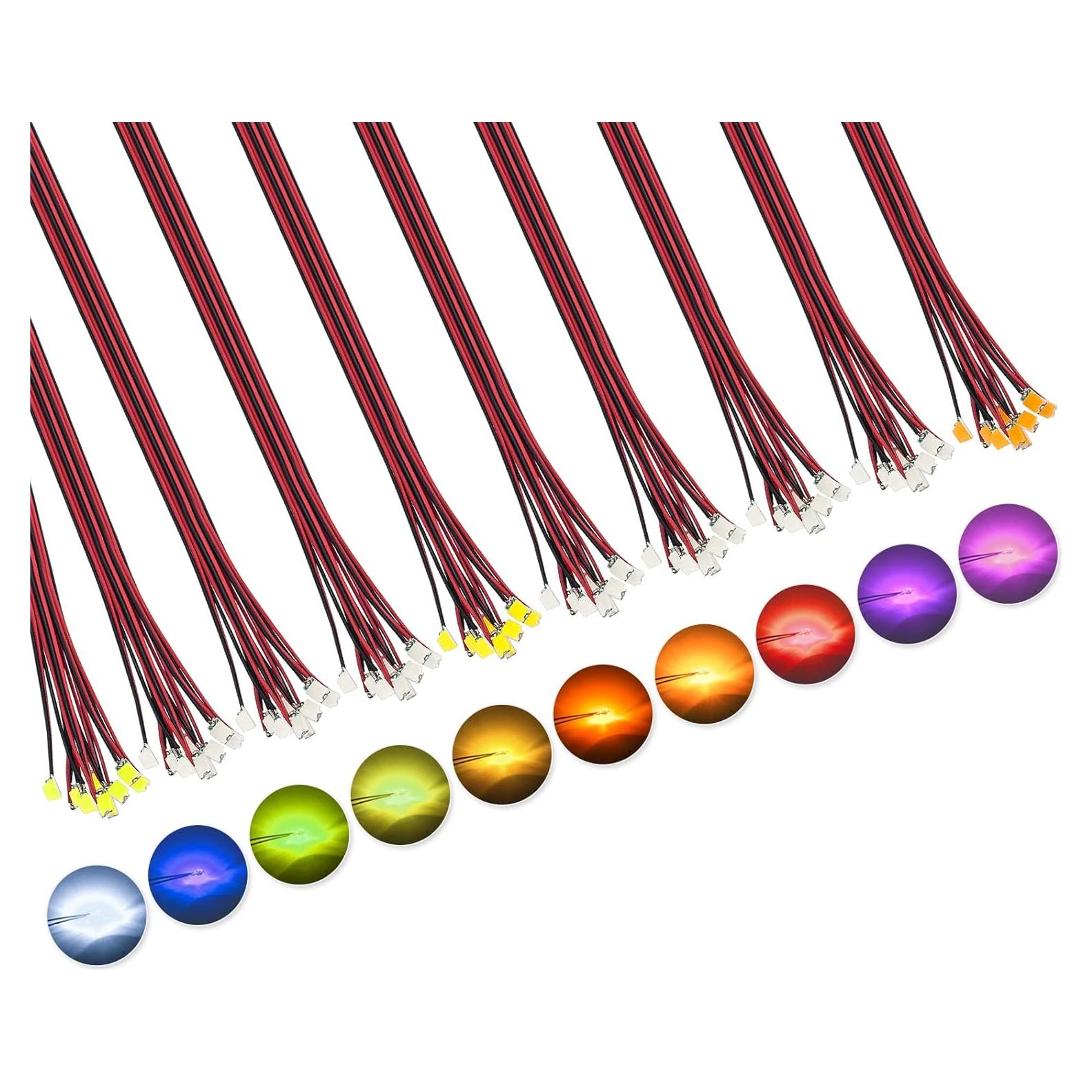 DiCUNO 100 Micro LED SMD 0805 Cableado 16cm 10 Colores