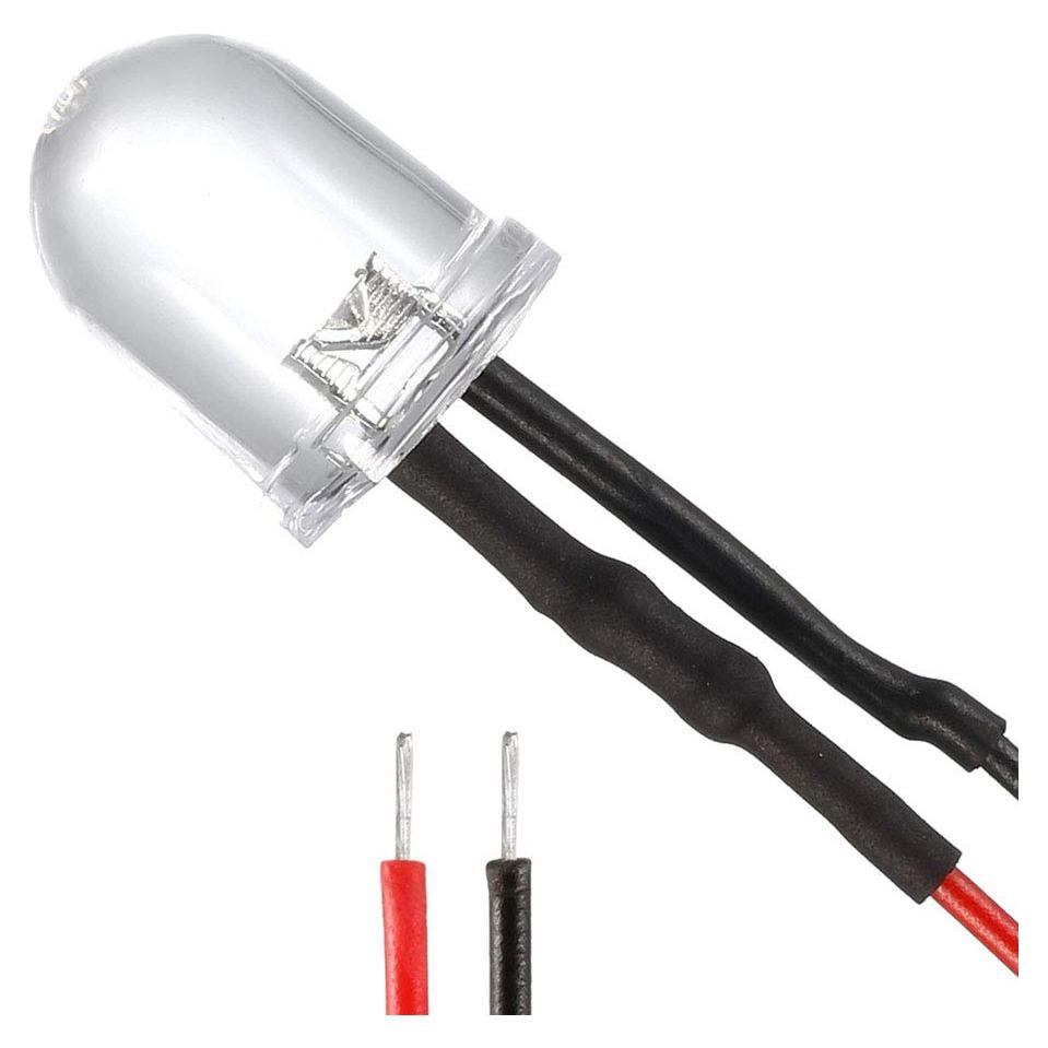 10 Piezas LED Pre Cableados 10mm uxcell Blanco DC12V