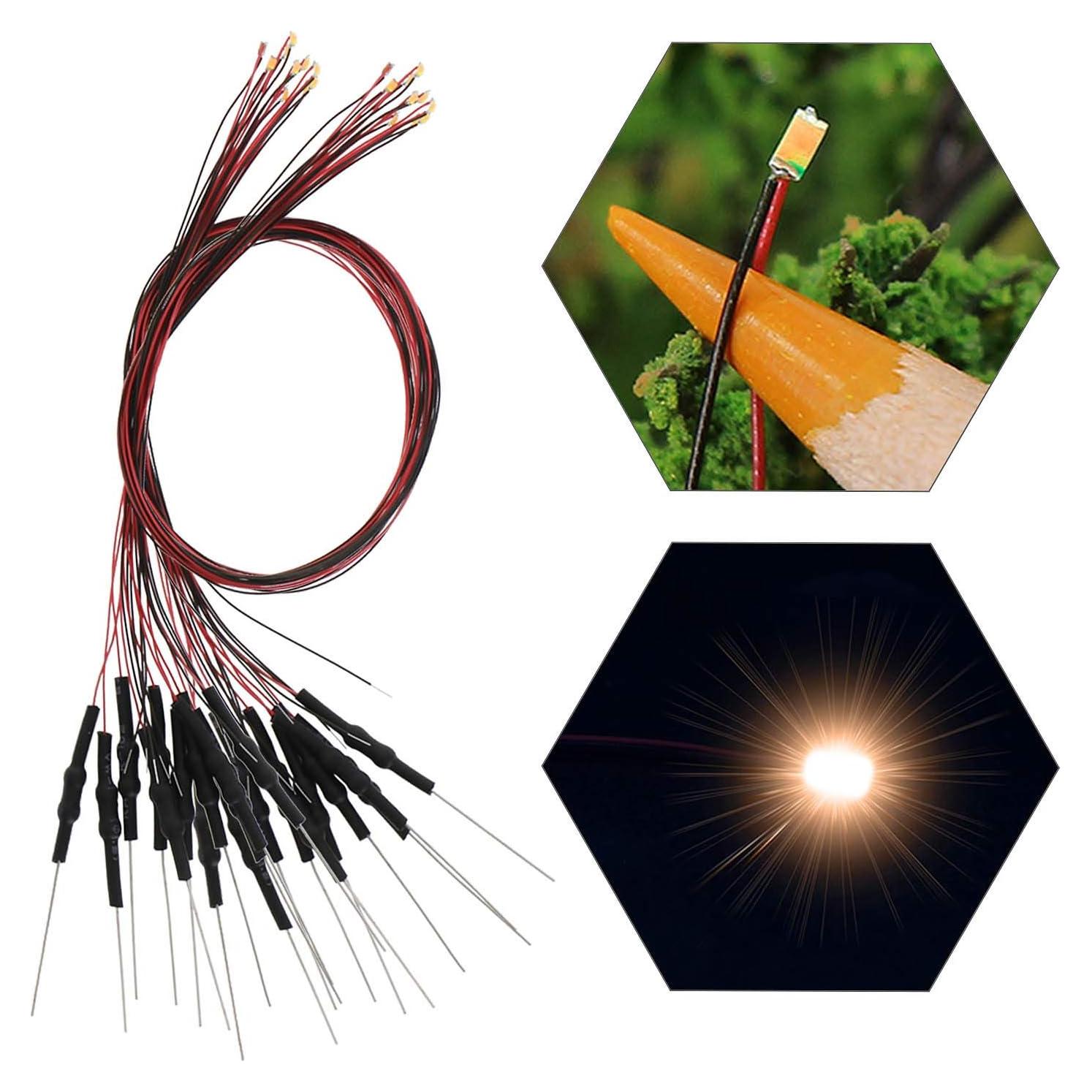 20 LEDs SMD 0603 Preconectados EVEMODEL Luz Blanca Cálida 12V