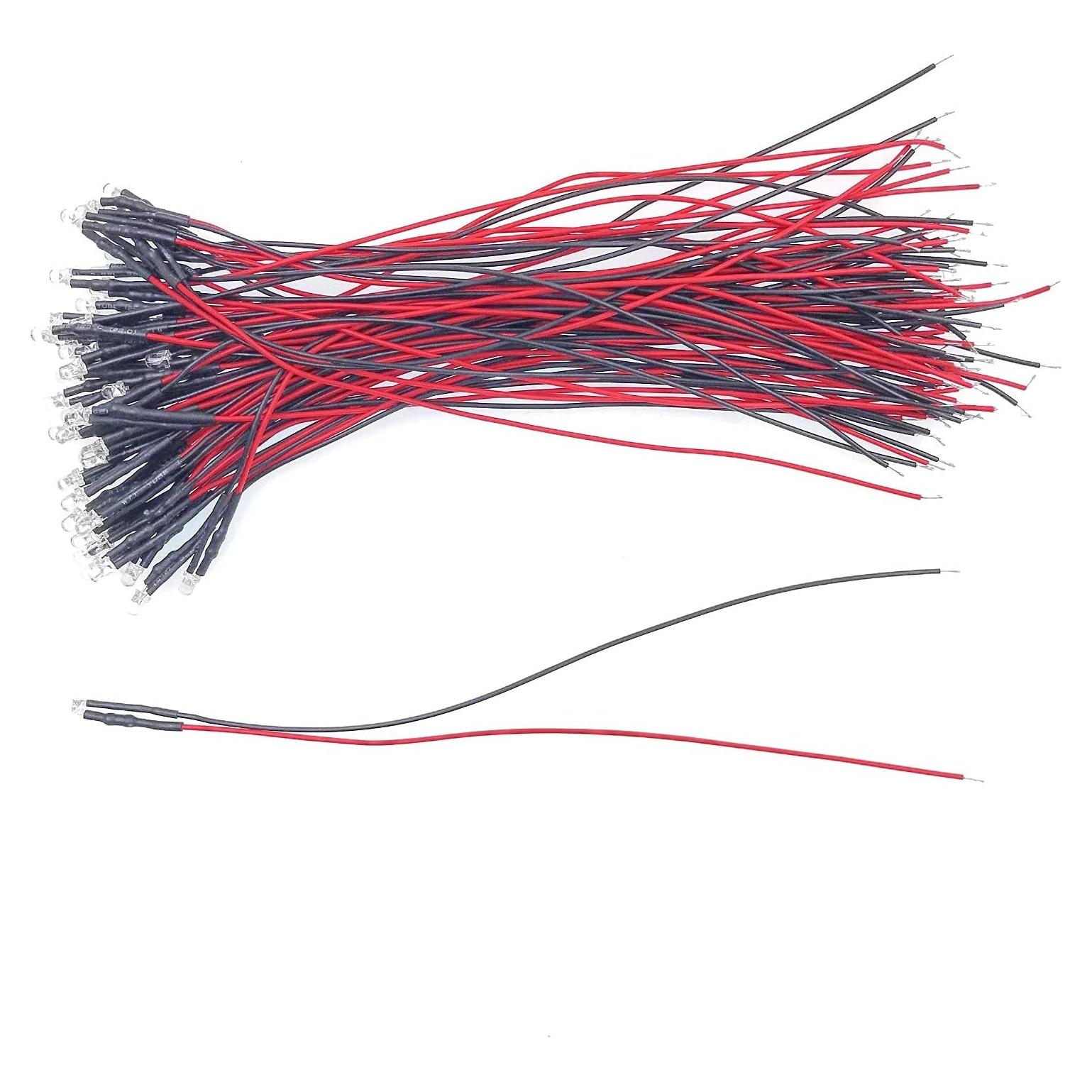 50 Diodos LED Blancos 3mm JZK 12V Pre-Cableados 20cm