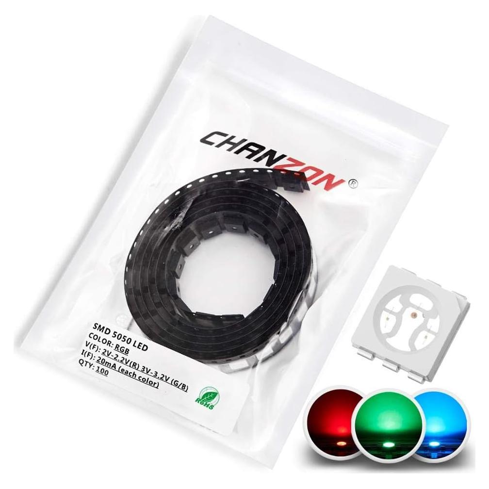 Diodos LED RGB 5050 SMD CHANZON 100 Piezas 20mA