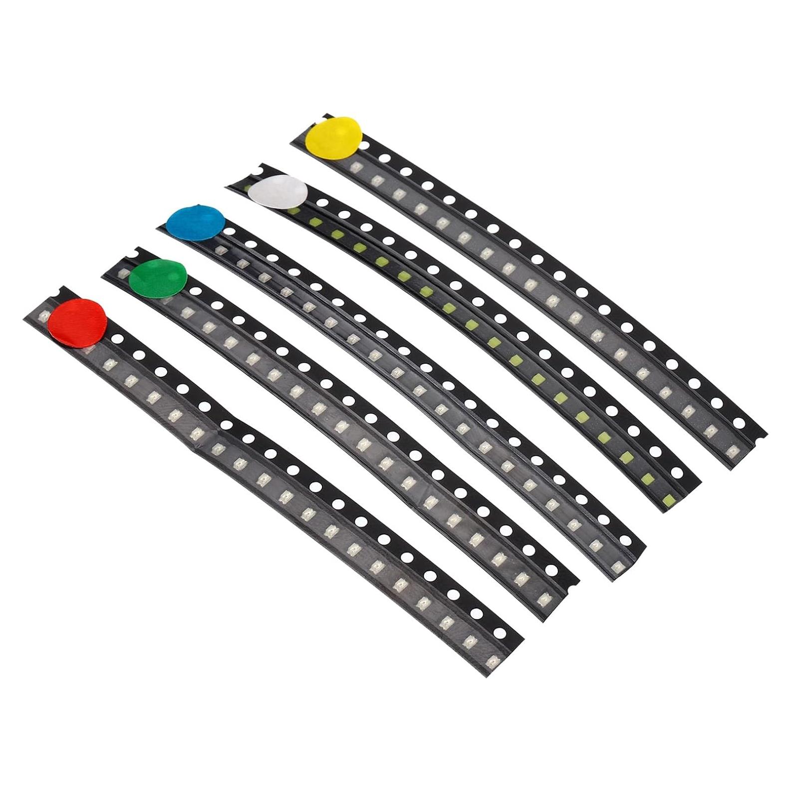 Diodos LED de Montaje Superficial PATIKIL 0805, 100 Pcs, 5 Colores